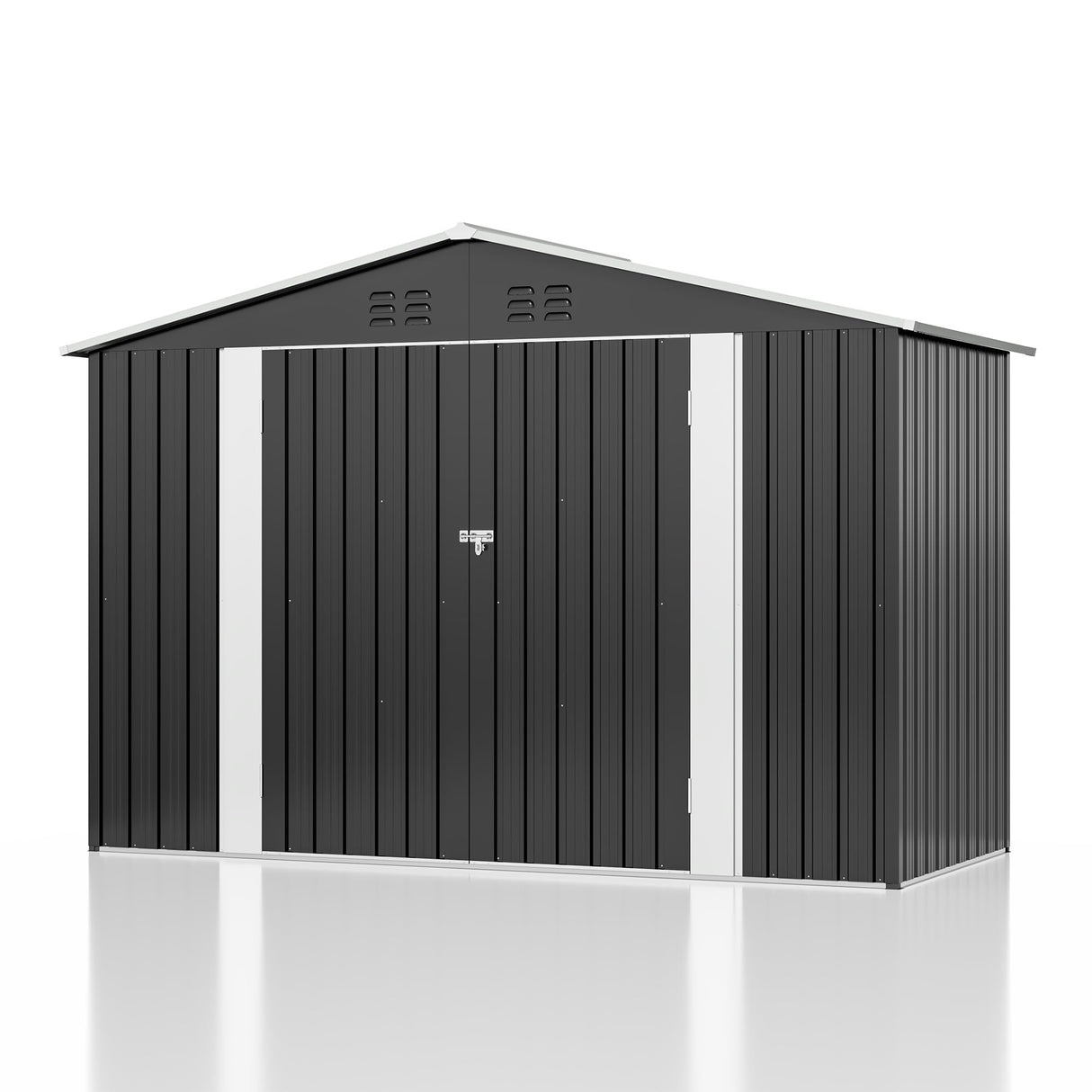 AirWire 9x4 FT Outdoor Storage Shed, Garden Shed with Updated Frame Structure and Lockable Doors, Metal Tool Sheds for Backyard Garden Patio Lawn, Grey AirWire