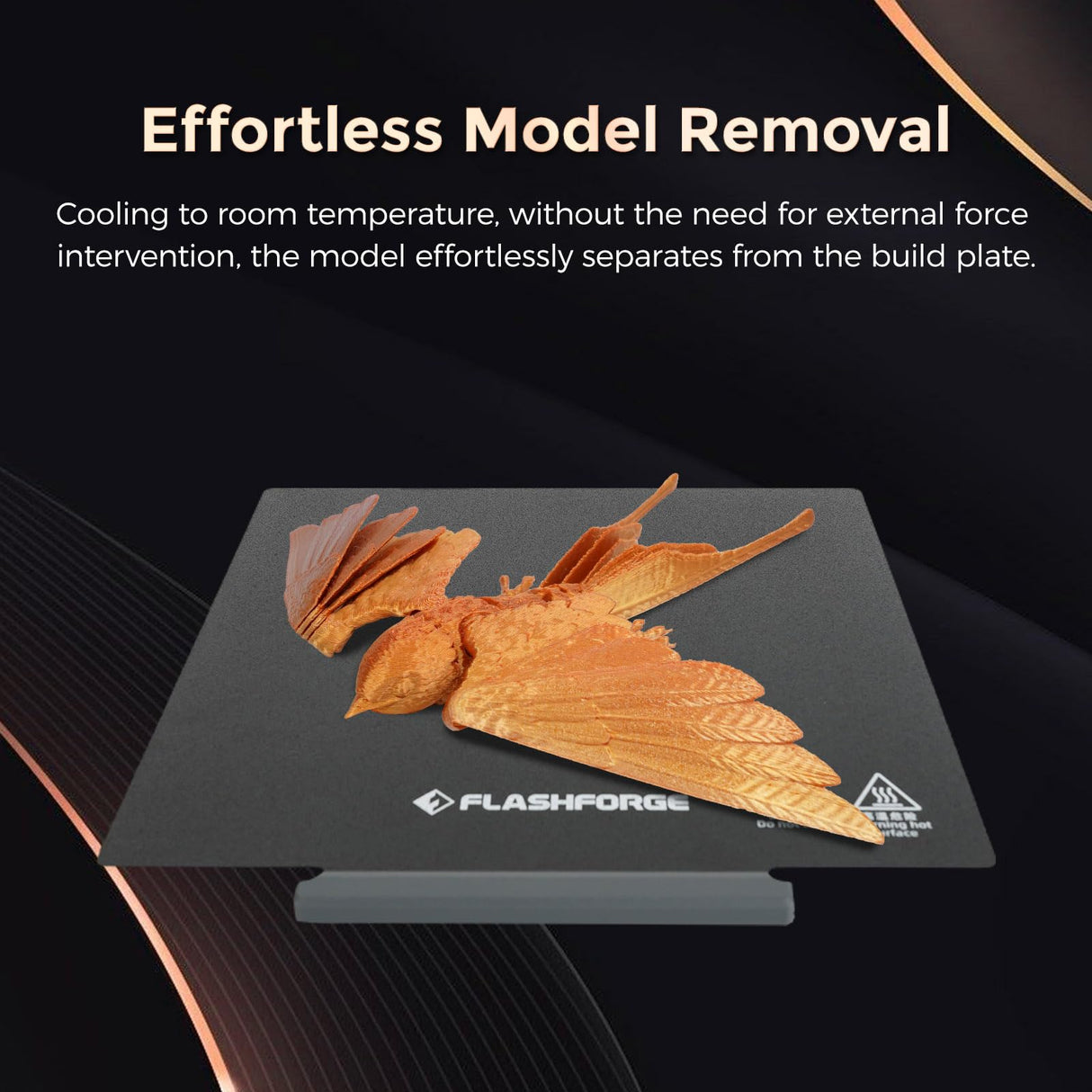 FLASHFORGE Adventurer 5M Series Smooth PEI Platform, Tool-Free Model Removal, Automatic Separation After Cooling, Glue-Free Printing for PLA and TPU Filament FLASHFORGE