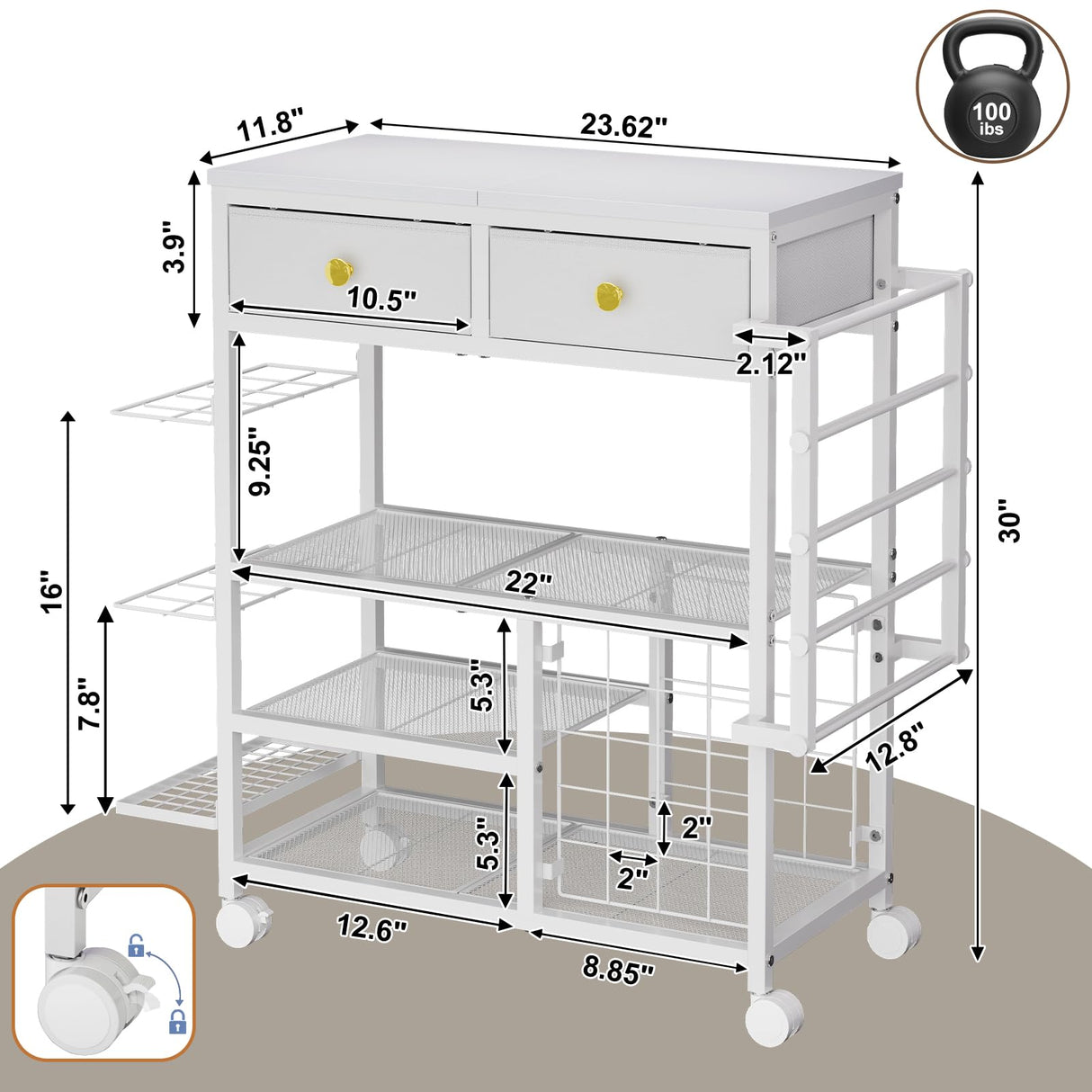 Large Craft Wrapping Paper Organizers Cart, Rolling DIY Storage for Birthday & Holiday with 2 Fabric Drawers, Lockable Wheels Cart for Vinyl Roll, Paints, Craft Supplies, Multi-Tier Craft Tape Holder Lyuwanxian