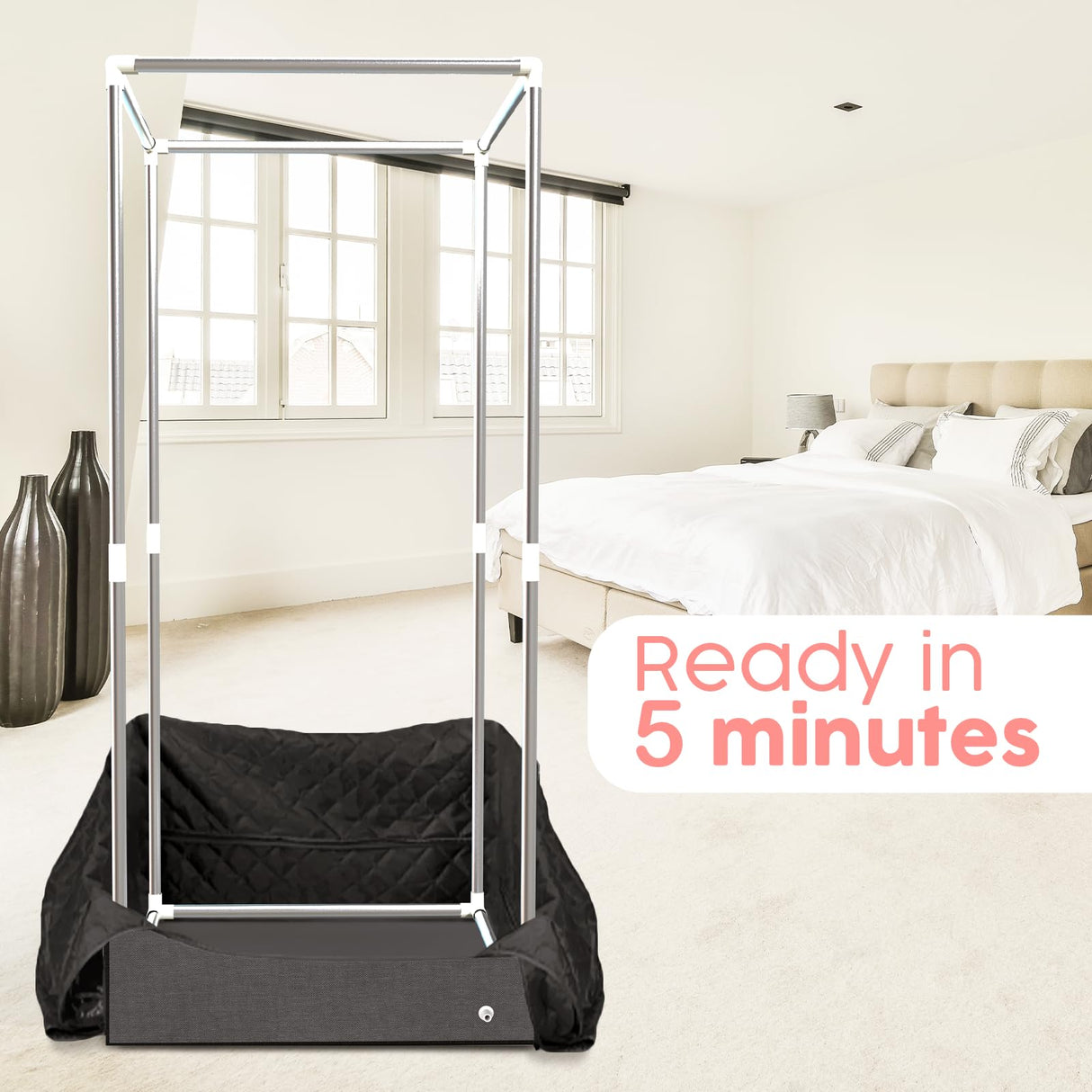 Adamson Full Size Portable Steam Sauna - Indoor Sauna Tent for Home Spa Relaxation + Boost Health and Recovery + 2.6L 1000W Steamer + Chair + Remote + Foot Massager - New - Nylon Black Adamson