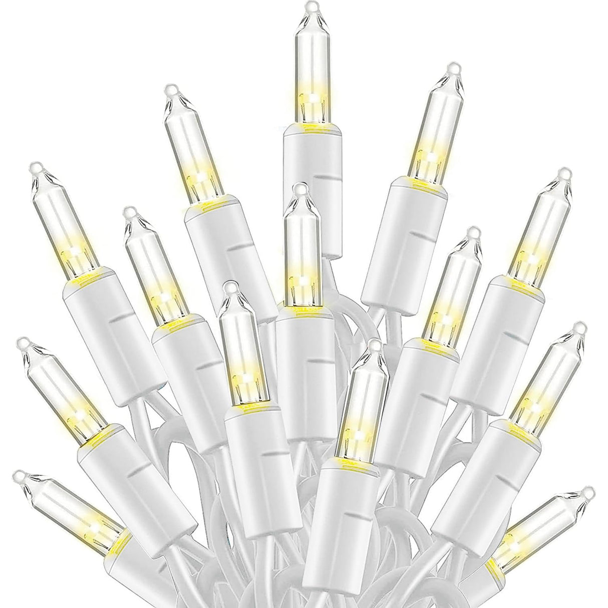 TW SHINE Warm White Christmas Lights, 20FT 100 Count Incandescent White Wire Christmas Tree Lights, Waterproof Xmas String Lights for Outdoor Indoor Home Party Decorations TW SHINE