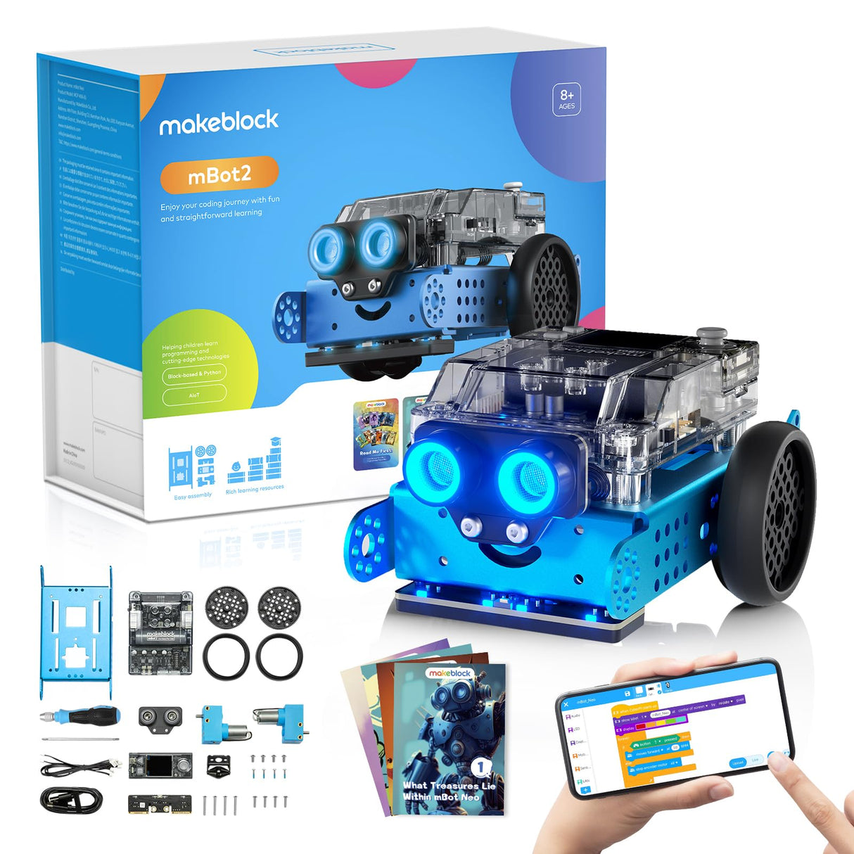 Makeblock mBot2 Coding Robot for Kids, AI Learning Support Scratch & Python Programming, Robotics Kit for Kids Ages 8-12 and up, Building STEM Robot Toys Gifts for Boys Girls Makeblock