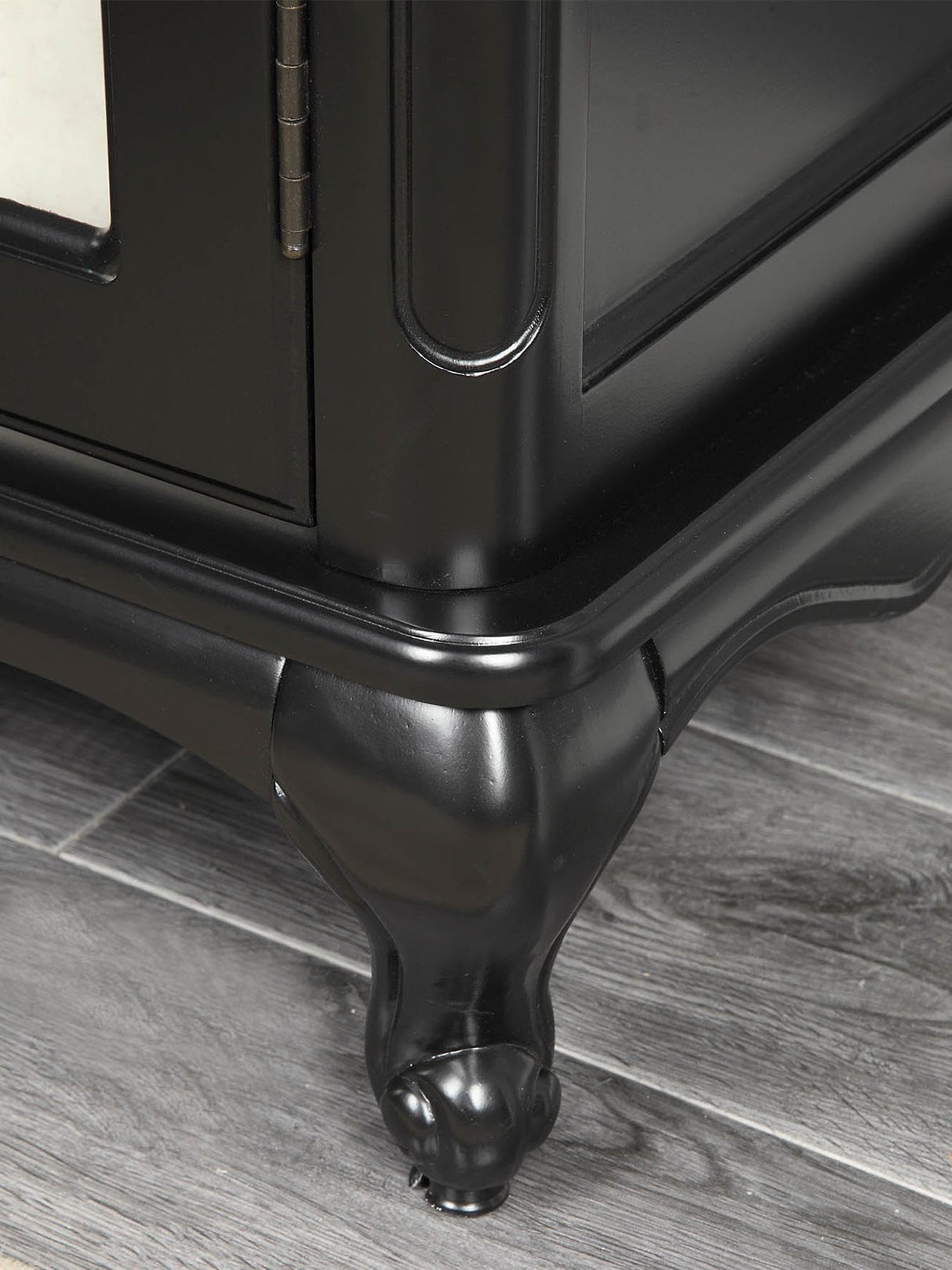 Farmhouse Arched Display Cabinet Bookcase Bookshelf with Glass Doors and Adjustable Shelves, 72" Tall 6 Tiers French Country-Inspired Wooden Curio Cabinet for Living Room, Office (Distressed Black) ZESTO PASSION FOR LIVE