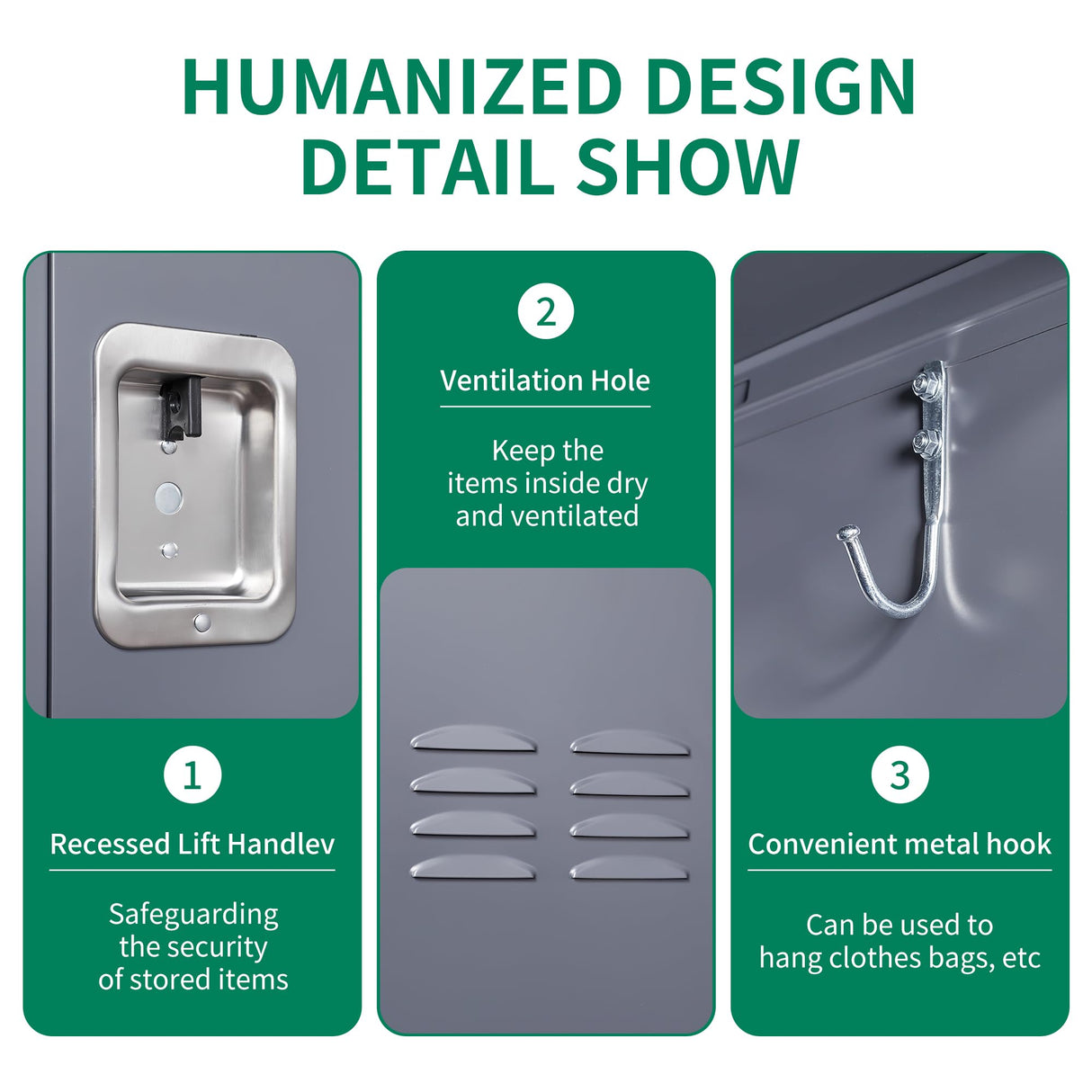 OPTYMIRA 72" Tall Employee Locker with Shelves and Hooks 3 Doors Steel Sports Locker for Office Home Bedroom School Gym Garage, Metal Staff Locker Locking Storage Cabinet,Grey OPTYMIRA