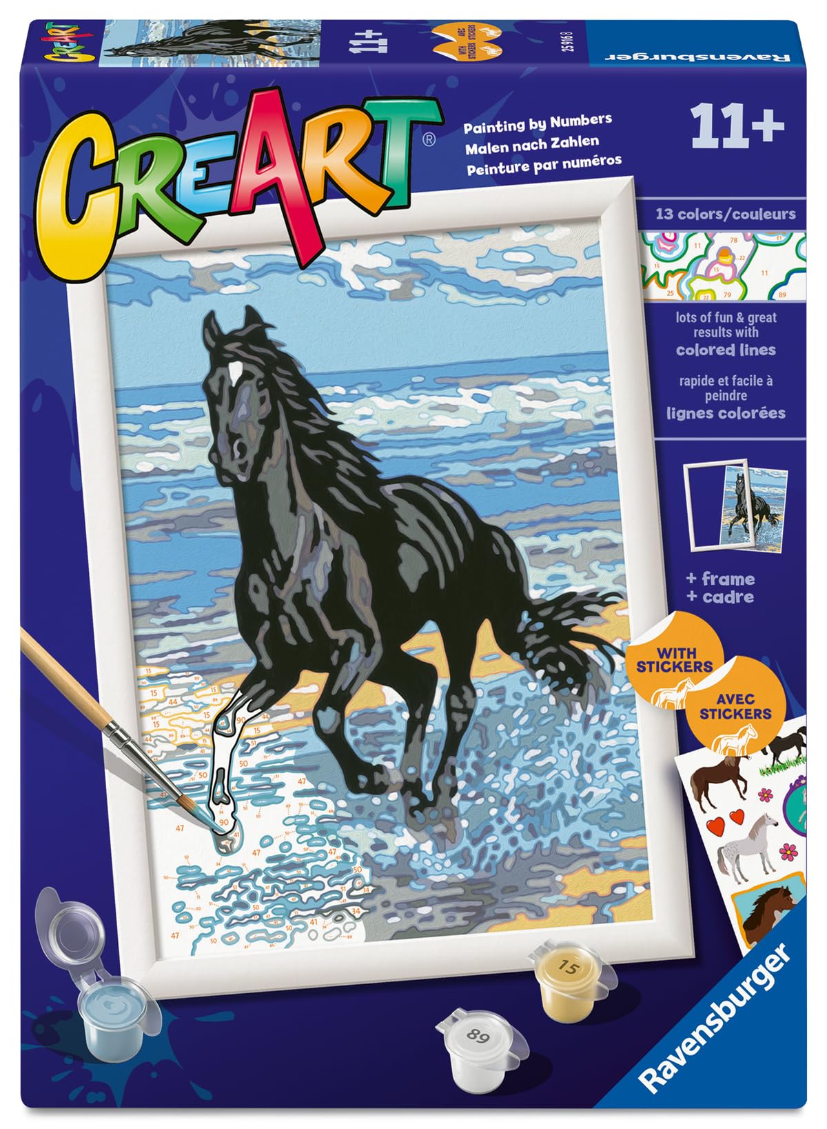 Ravensburger - Beach Horse CreArt Paint by Numbers Kit | Fun & Easy DIY Art for Kids Age 11+ | Creative Gift Idea for Birthdays & Holidays Ravensburger