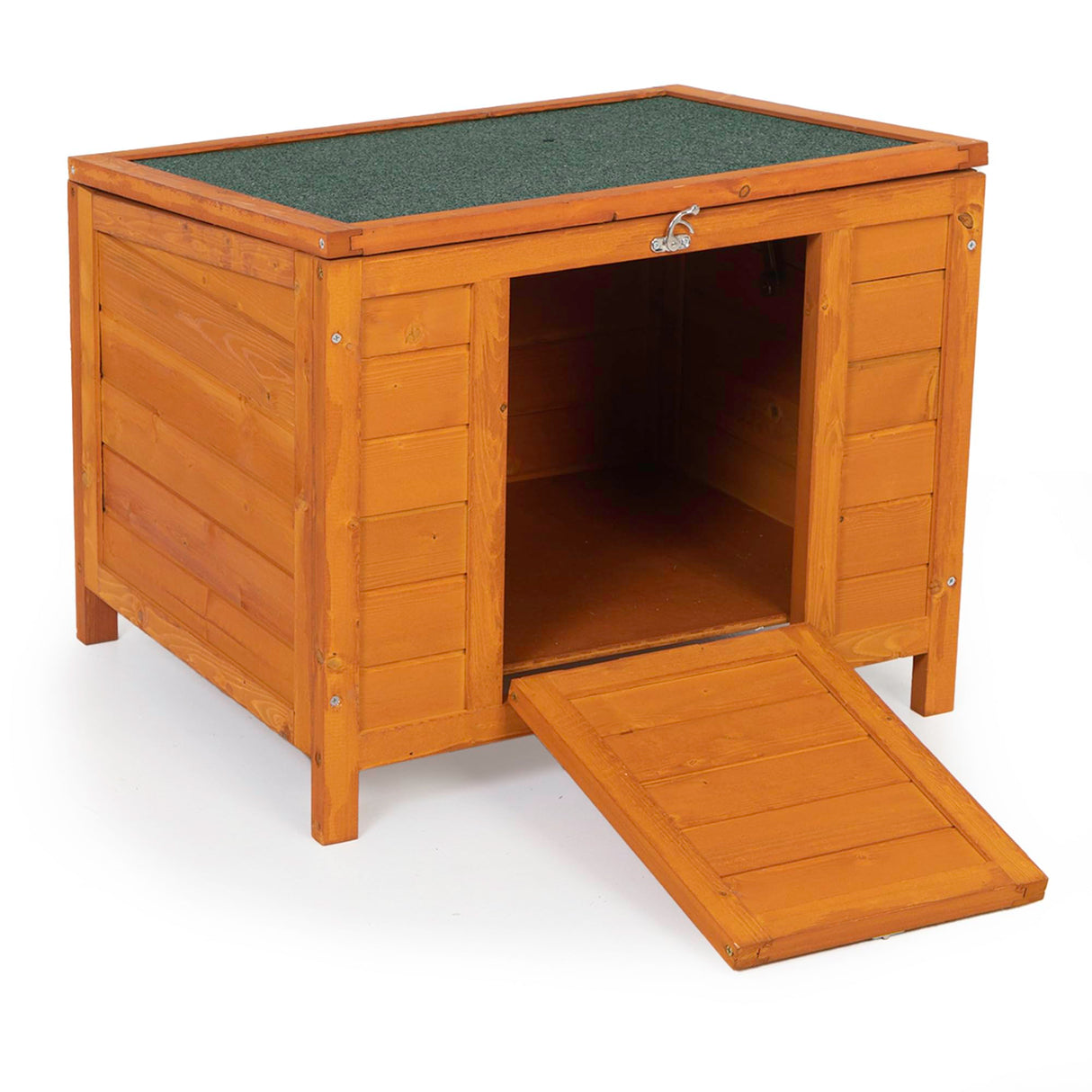 Small Wood Rabbit Hutch Bunny Cage, Raised Cat House with Ladder for Small Animals, Orange ANNECOSK