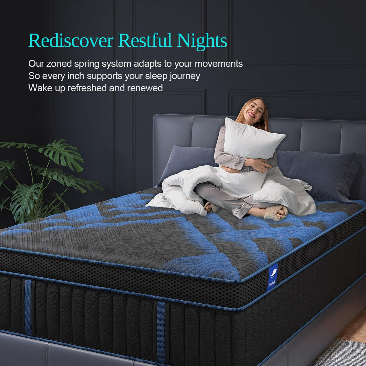 SYPIALNIA Queen Mattress 14 Inch, Hybrid Mattresses Medium Firm with Gel Memory Foam & Pocketed Coils, Motion Isolation, CertiPUR-US Certified, Pressure Relief for Silent Sleep SYPIALNIA