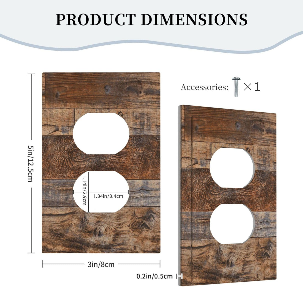 Brown Wood Outlet Cover 1 Gang Rustic Farmhouse Light Switch Cover Single Duplex Wall Plate Covers Switchplate Covers Electrical Faceplate For Country Bedroom Decor(2 PACK) Muzumu