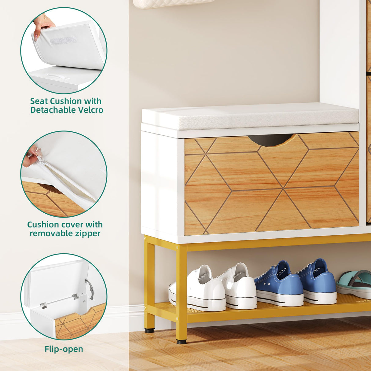 YITAHOME Shoe Cabinet with 2 Flip Drawers for Entryway, Large Shoe Storage Cabinet with Shoe Storage Bench, Hidden Narrow Shoe Rack with Door for Living Room, White YITAHOME