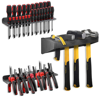 Screwdriver Organizer,Metal Screwdriver Organizers, Hammer Rack,Pliers Organizer, Wall Mounted Tool Organizers for Workshop,Set of 3 Tool Holder Organizer for Workbench