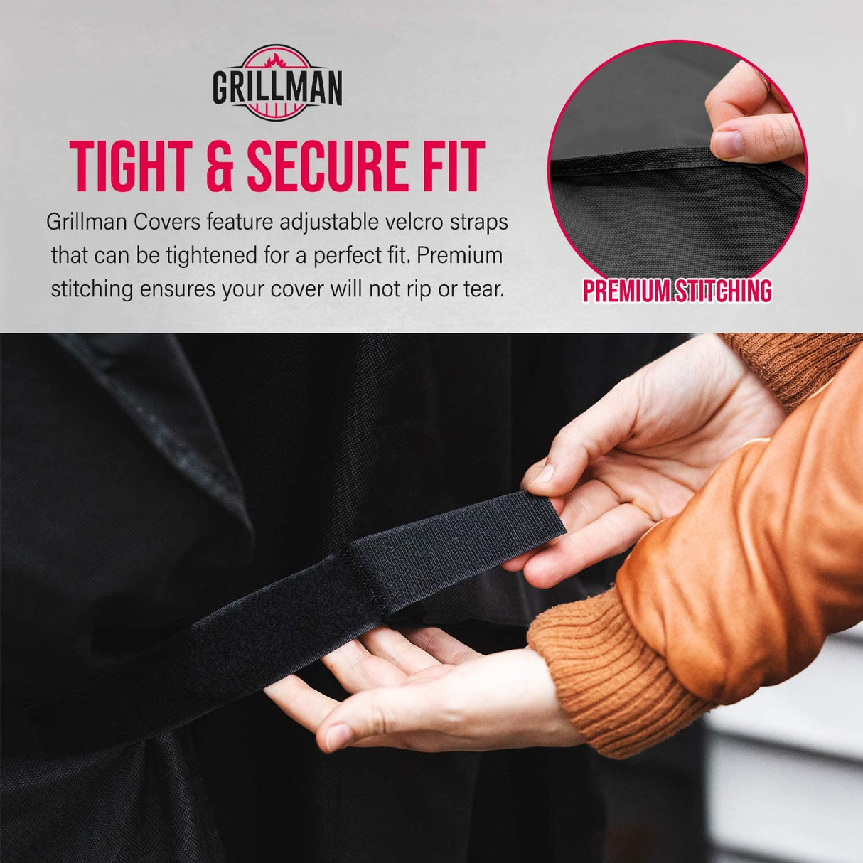 Grillman Premium Grill Cover for Outdoor Grill - Heavy-Duty Waterproof BBQ Grill Cover - Rip-Proof and Wind-Resistant - Large Barbecue Gas Grill Cover for Backyard - Black (52" L x 26" W x 43" H) Grillman