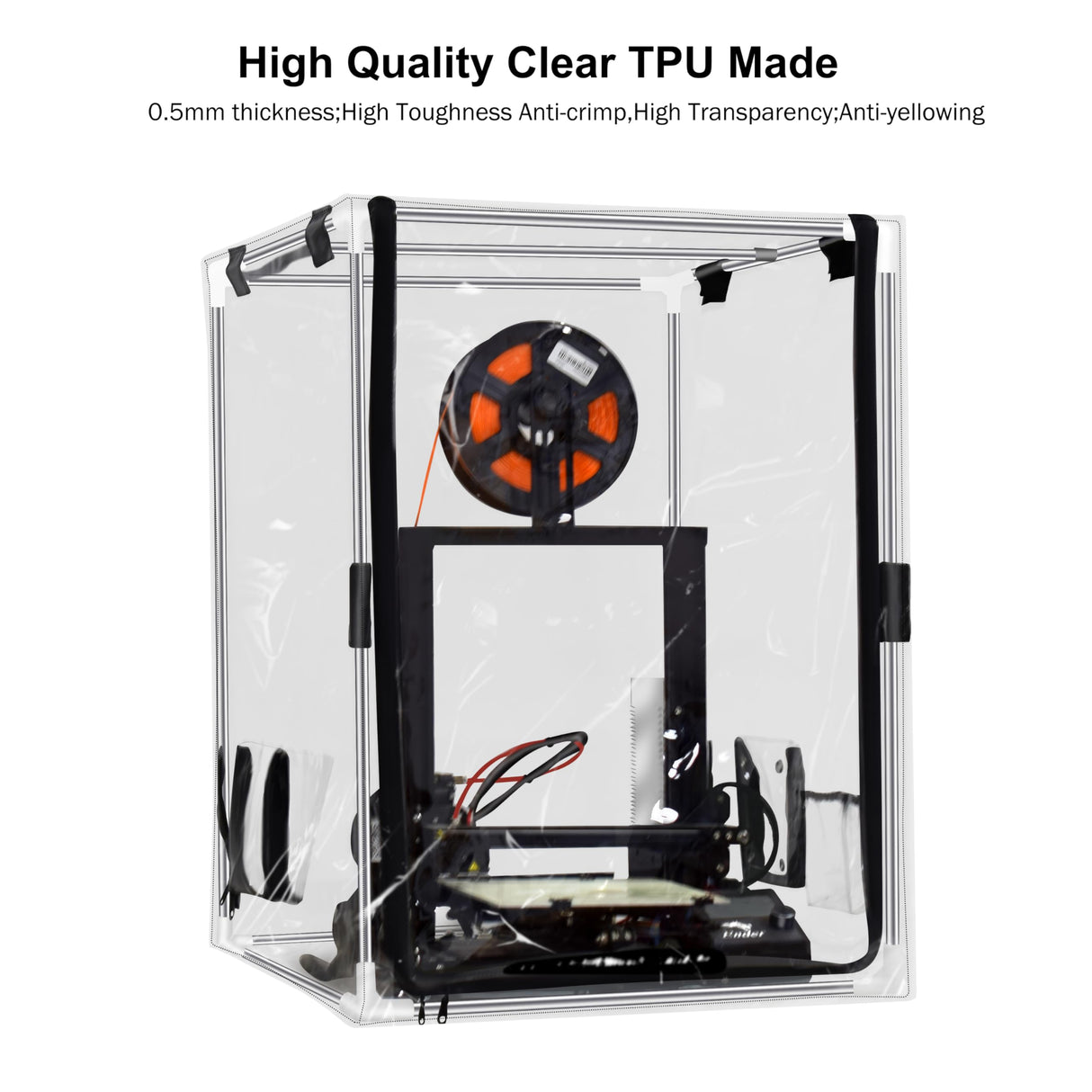 FUNGDO Transparent 3D Printer Enclosure Resin Printer Enclosure Clear TPU Protective Cover Dustproof Tent with Ventilation Fixing Port for FDM/LCD/DLP/SLA 3D Printer (T-Middle) FUNGDO