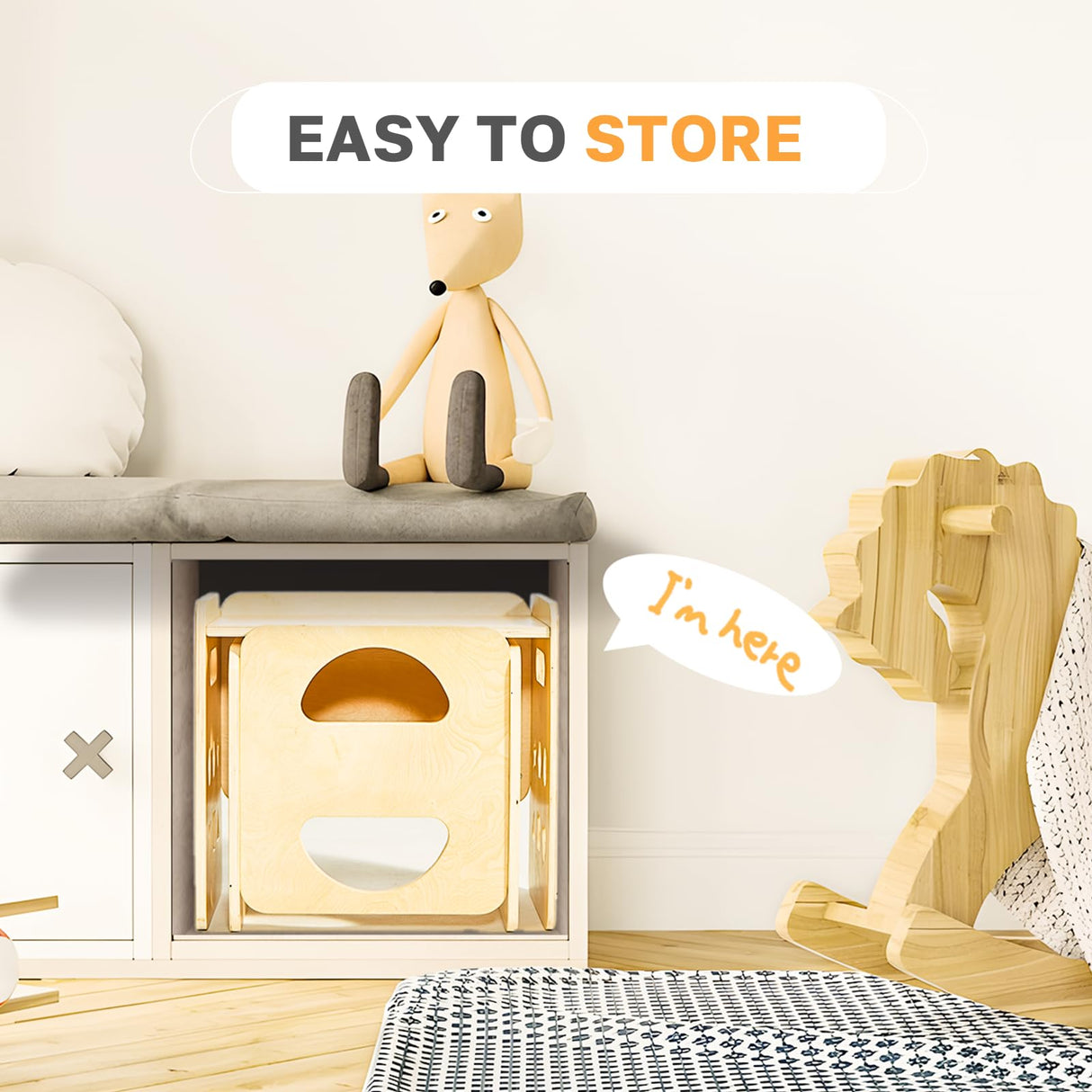 2 in 1 Montessori Weaning Table and Chair Set, Wooden Toddler Table and Chair Set with Blackboards, Adjustable Height Chair Step Stool,1-3 Year Old Kids Montessori Furniture for Boys and Girls Yojoker