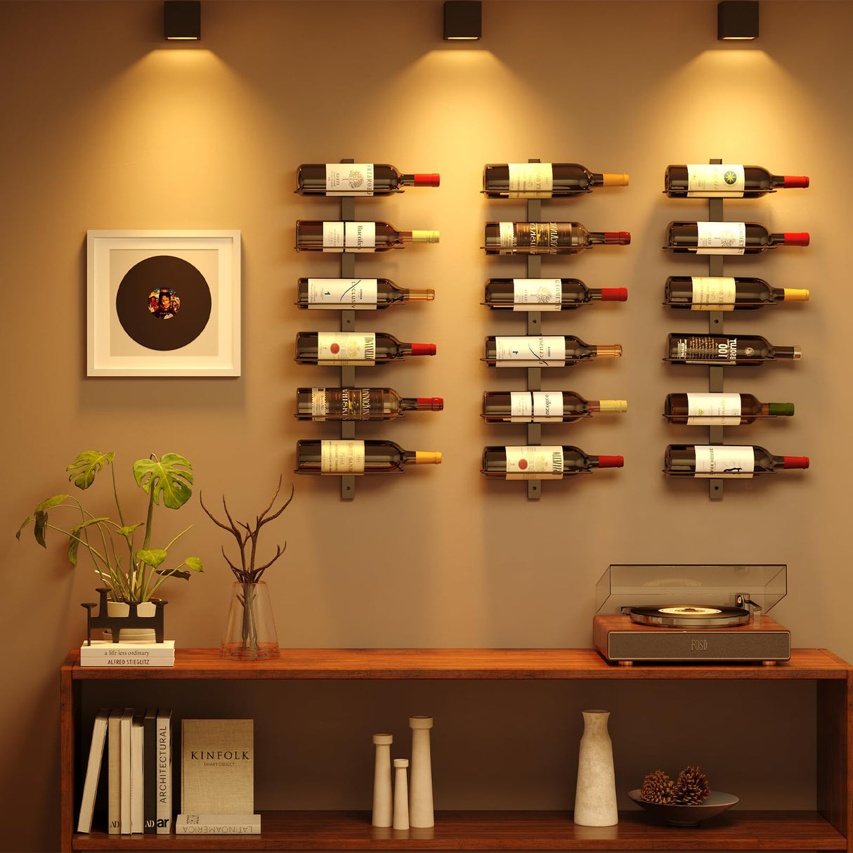 X-cosrack DIY 12 Bottles Wall Mounted Wine Rack, Detachable Wine Storage Organizer, Used Alone or A Set of 4, Wall Wine Display, for Kitchen, Dining Room, Bar, Wine Cellar X-cosrack