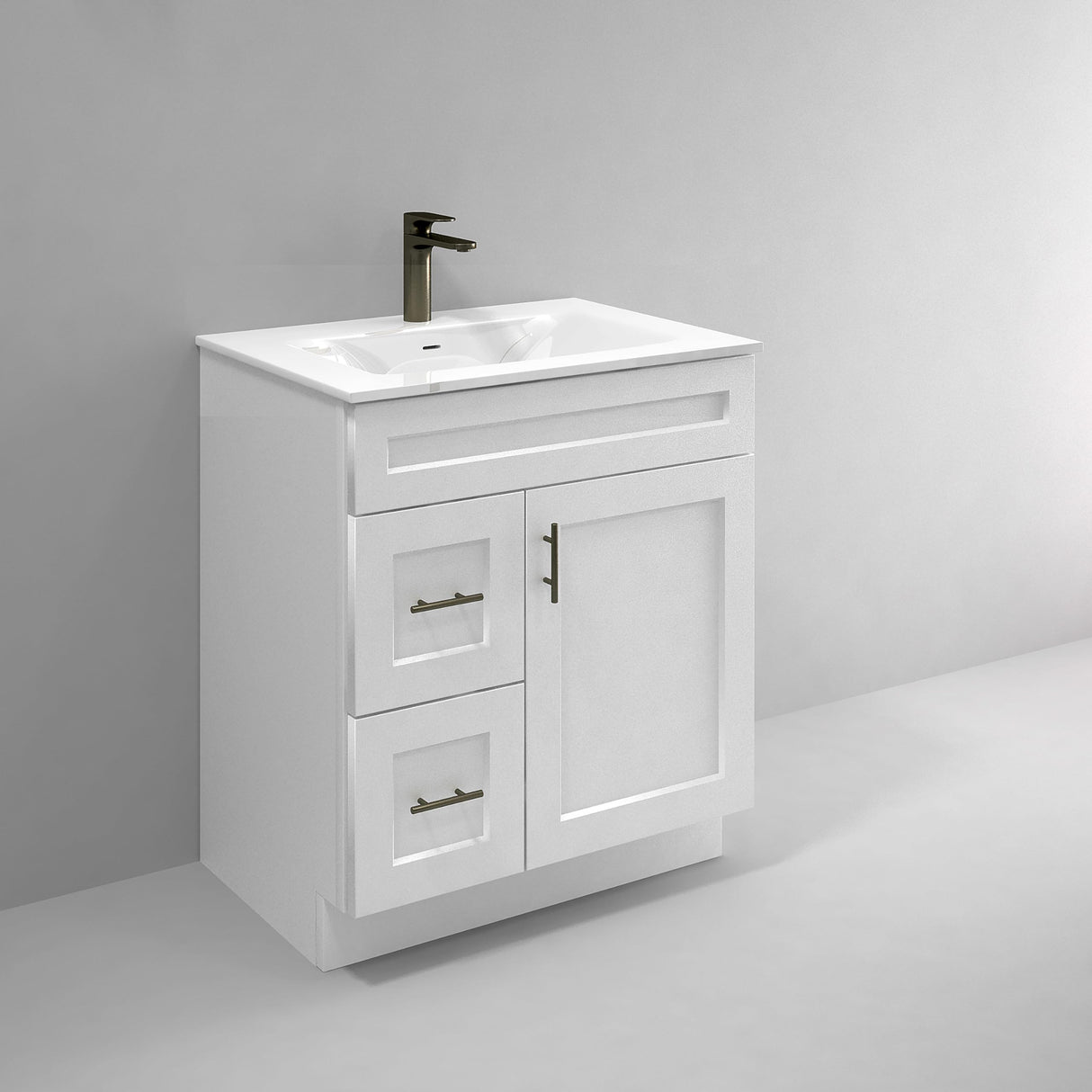 White Shaker Sink Base Bathroom Vanity with Drawers 30" Ready-to-Assemble Cabinet WoodArtSupply