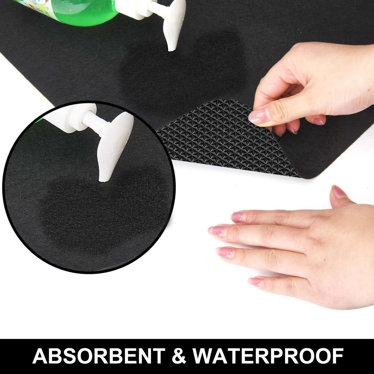 AiBOB Under Grill Mat, Premium Outdoor BBQ Mats Protect Decks and Patios, Absorbent Liquids Pad Under Grills, Reusable, Waterproof, 40x60 Black AiBOB