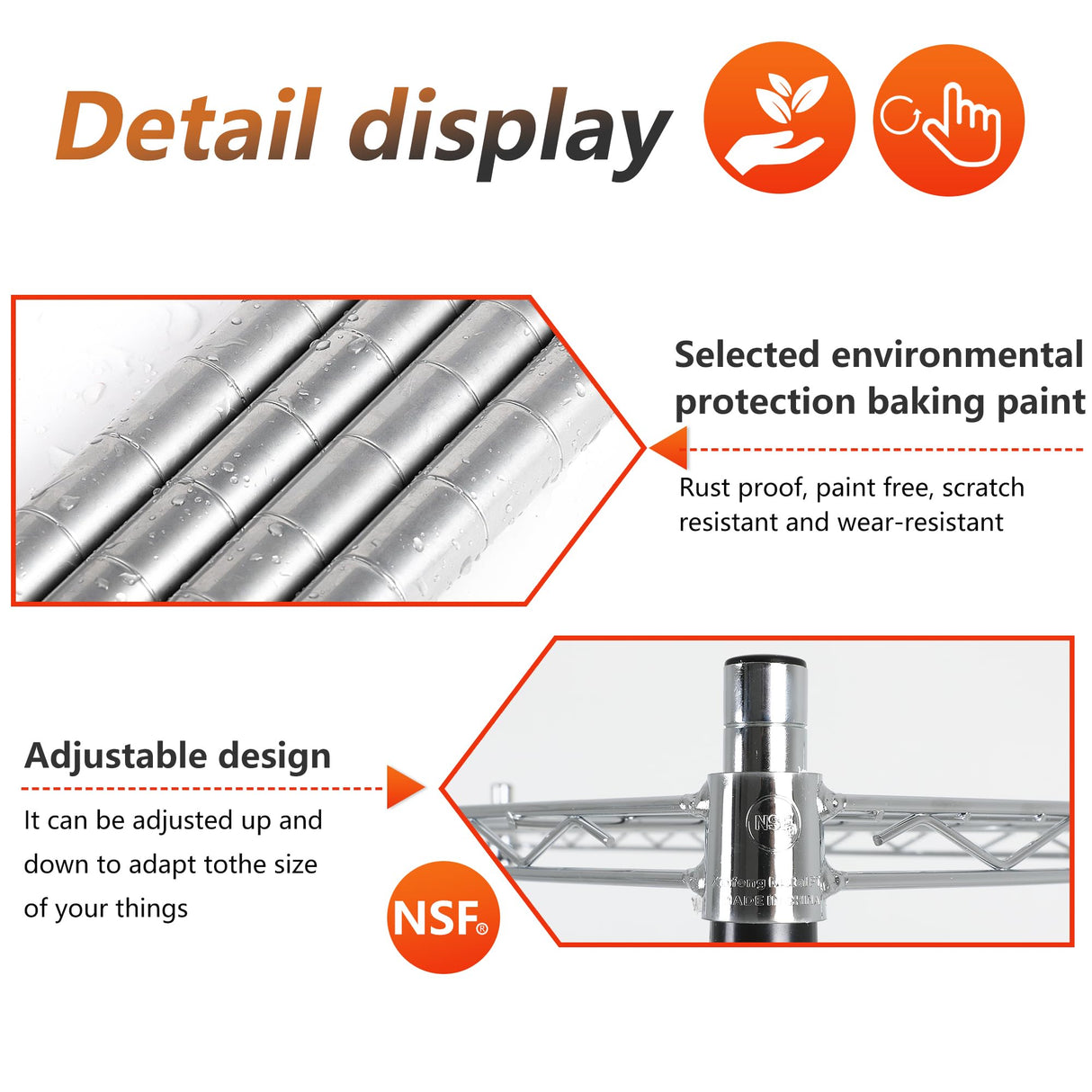 FDW | 5-Tier Wire Storage Shelves with Wheels | 30"x14"x61" | Chrome | Adjustable Racks | Heavy-Duty Metal Shelf, Holds Upto 220 lbs | Tool-Free Assembly, Rust-Resistant | for Home & Garage Shelving FDW