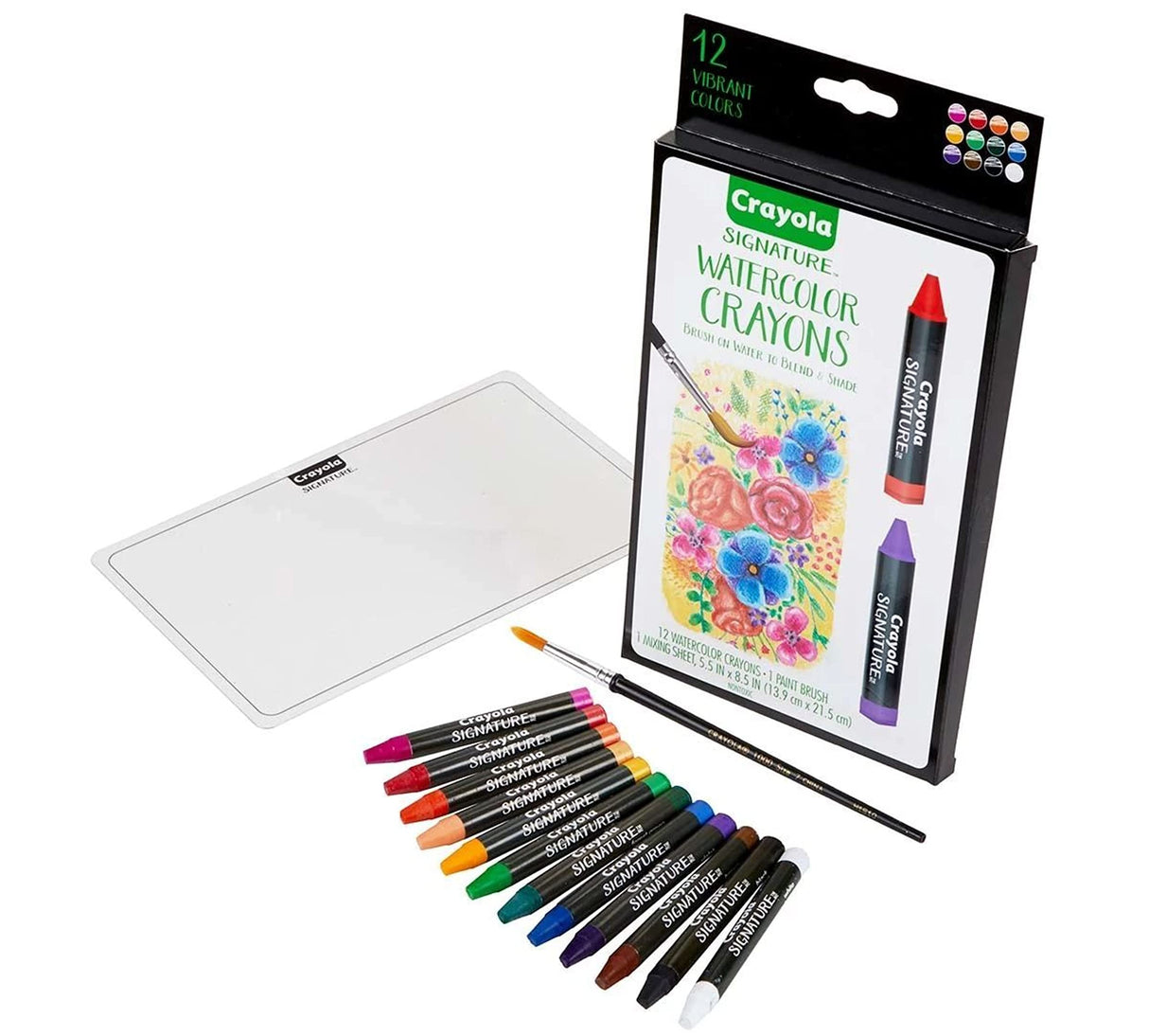 Crayola Signature Premium Watercolor Crayon Sticks & Paintbrush, 12 Count, Gift Crayola