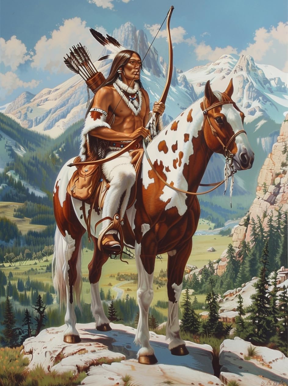 Generic DIY 5D Diamond Paint Kits for Adults American Native Indian Man and Horse Full Square Drill Diamond Art Painting Gems Cross Stitch for Home Wall Art Decoration 12x16inch Generic