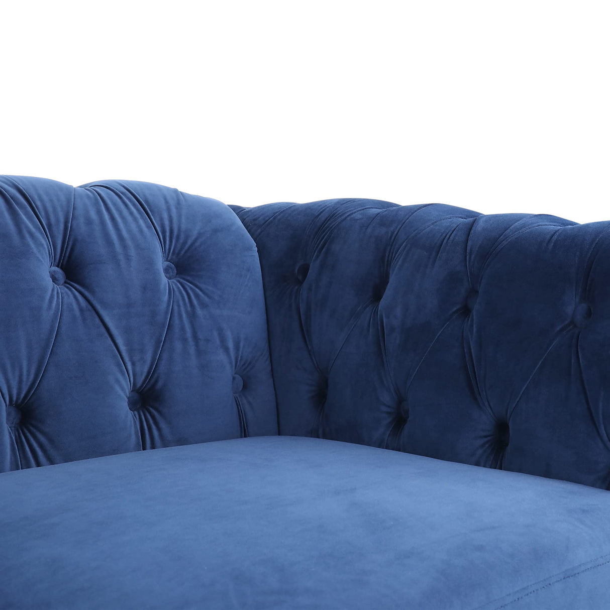 LEVNARY Three-Seat Velvet Sofa, Large Sofa Classic Tufted Chesterfield Settee Modern 3 Seater Couch Furniture Tufted Back for Living Room, Blue LEVNARY