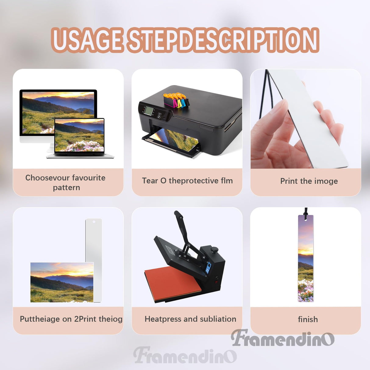 Framendino, 5 Pack Sublimation Leather Bookmarks Heat Transfer Leather Bookmarks Blank Bookmark for DIY Crafts Framendino