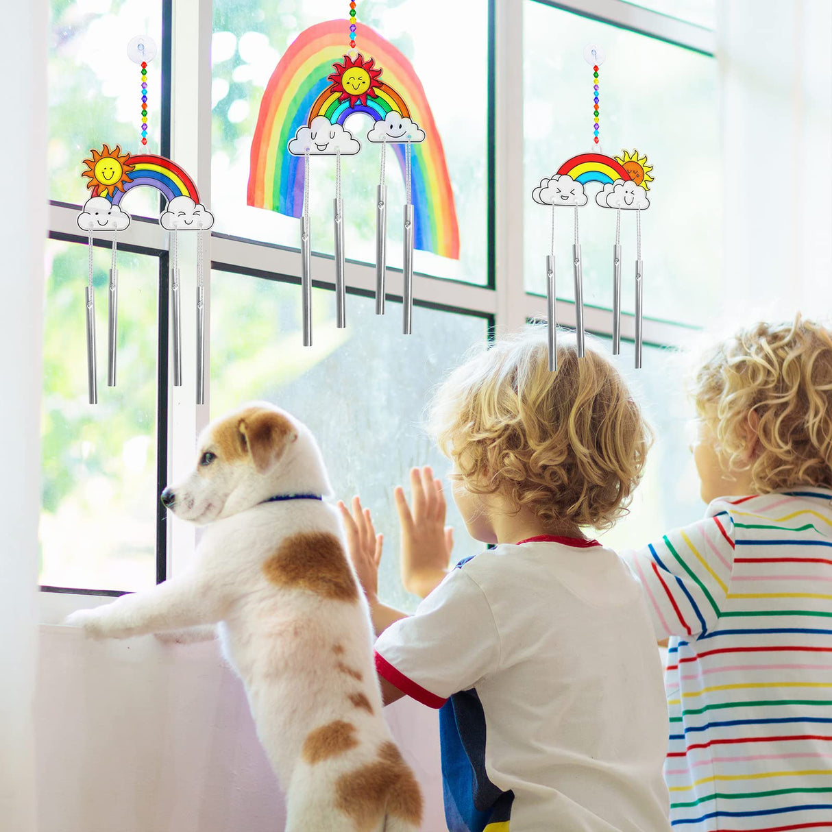 Winlyn 24 Sets Rainbow Suncatchers Ornaments Decorations DIY Window Paint Art Suncatchers Craft Kits Hanging Rainbow Sun Catchers for Kids Spring Summer Home Classroom Party Activity Art Project Winlyn