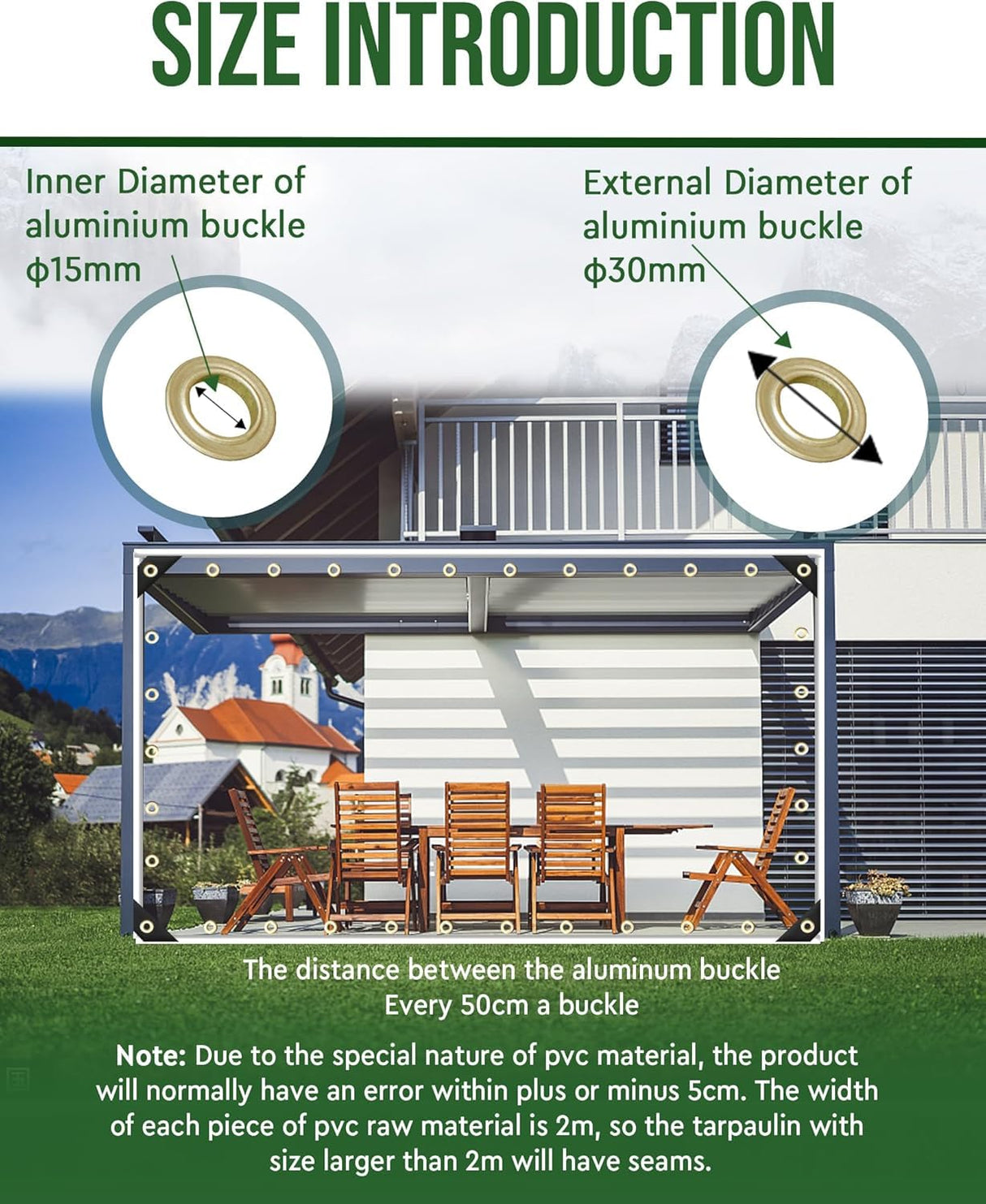 FoundGo 8' x 15'(2.4x4.5m) Clear Tarps PVC Vinyl Transparency Tarpaulin Glass with Golden Metal Grommets,Protects Against Water, UV-Ray, Tear, Cold Weather Resistan-1pc FoundGo