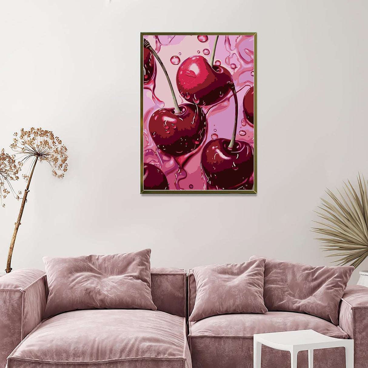 AIBOERL Square Drill Cherry Diamond Art Kits for Adults,Cherry 5D Diamond Painting Kits for Adults Beginners,DIY Square Diamond Dot Painting Gem Art Kits for Adult, Home Wall Decor 12x16Inch AIBOERL