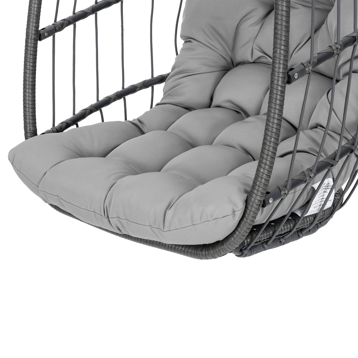 Yechen Swing Egg Chair Without Stand Indoor Outdoor, Foldable Wicker Rattan Hanging Egg Chairs Hammock Egg Basket Chair with Aluminum Frame & UV Resistant Cushions for Bedroom Patio Porch Yechen