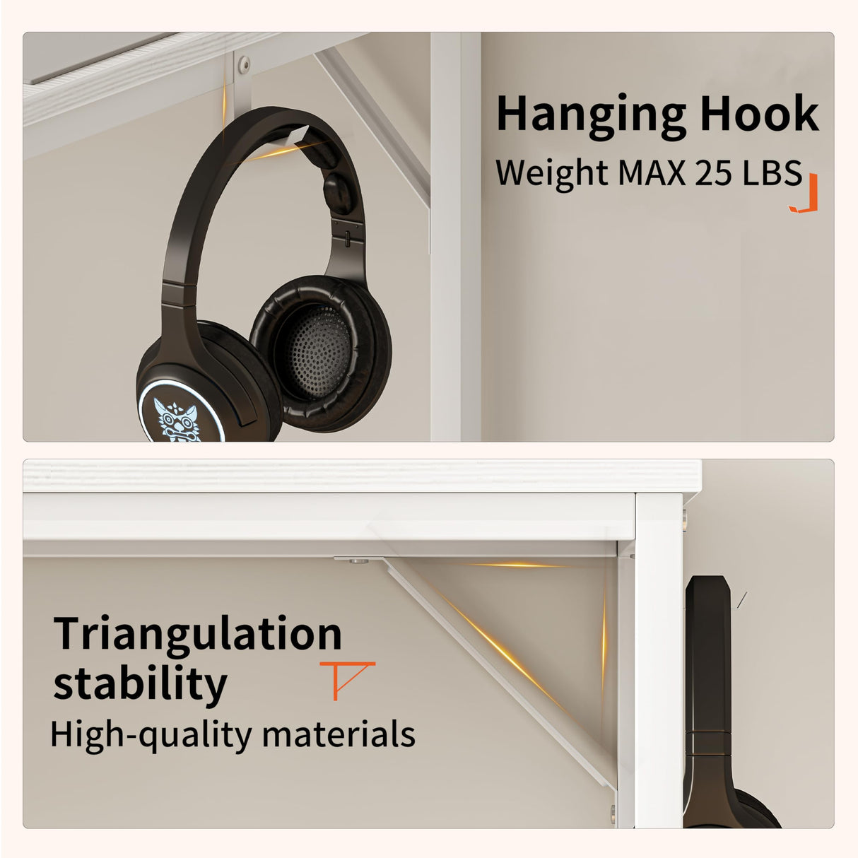 JOISCOPE Computer Desk with USB & Type-C Outlet, Home Office Desk with 2-Tier Storage Shelves, Modern Gaming Desktop Workstation, 60 inches, White JOISCOPE