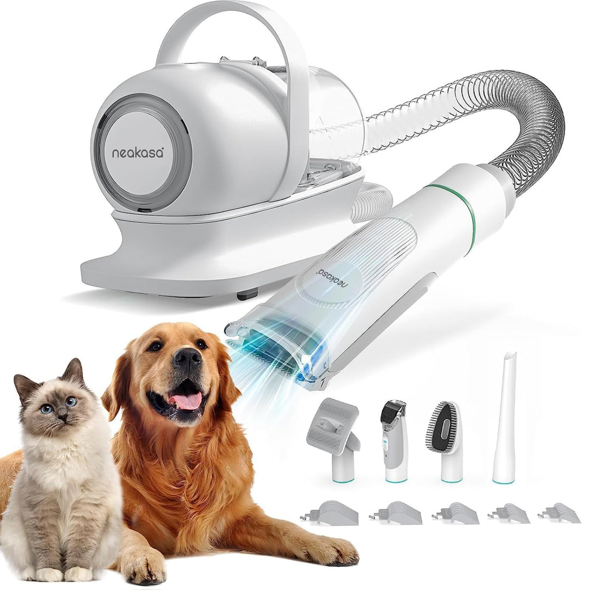 neabot Neakasa P1 Pro Pet Grooming Kit & Vacuum Suction 99% Pet Hair, Professional Clippers with 5 Proven Grooming Tools for Dogs Cats and Other Animals neabot