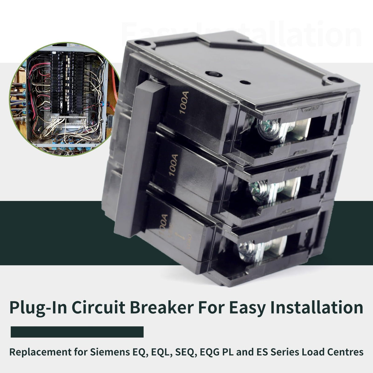 ARTVIP Q3100 100Amp 3 Pole Circuit Breaker Compatible with Siemens PL and ES Series Load Centers, 10KA 120/240V Plug-in Mount Standard Thermal Magnetic Protection (3P 100A) ARTVIP