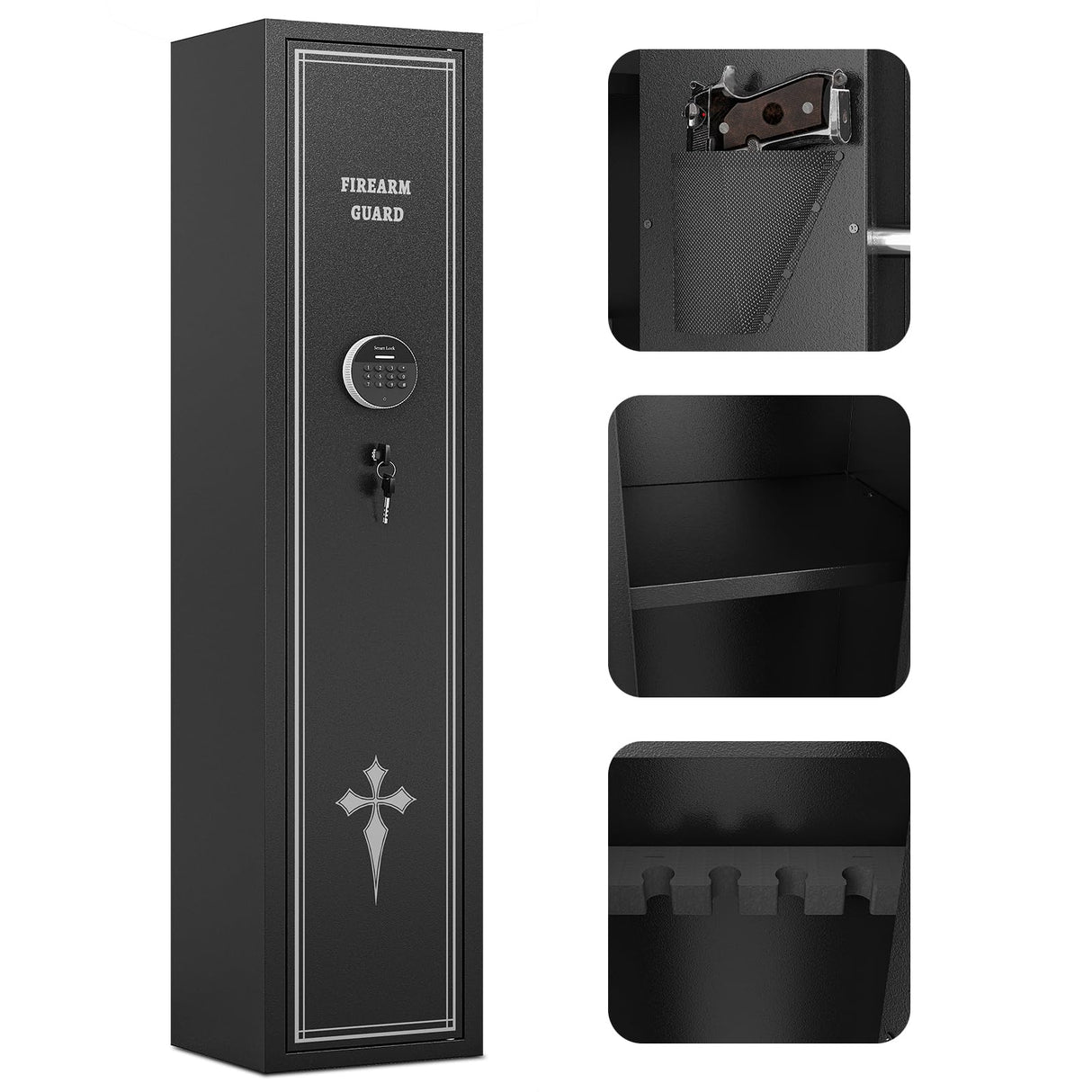 KAER 2-3 Gun Safe, 52''Height Gun Safe for Rifles and Pistols, Metal Safe, Rifle Safes for Home, Gun Safes with Adjustable Gun Rack KAER