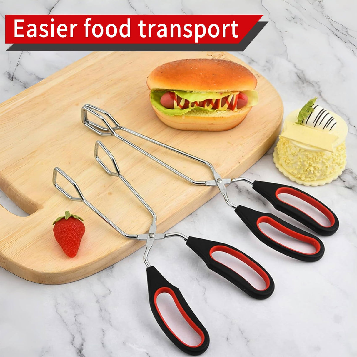 WHTCHSU 2-Pcs Stainless Steel Scissor Tongs, 9.25-Inch and 11-Inch set Kitchen cooking grilling tongs WHTCHSU