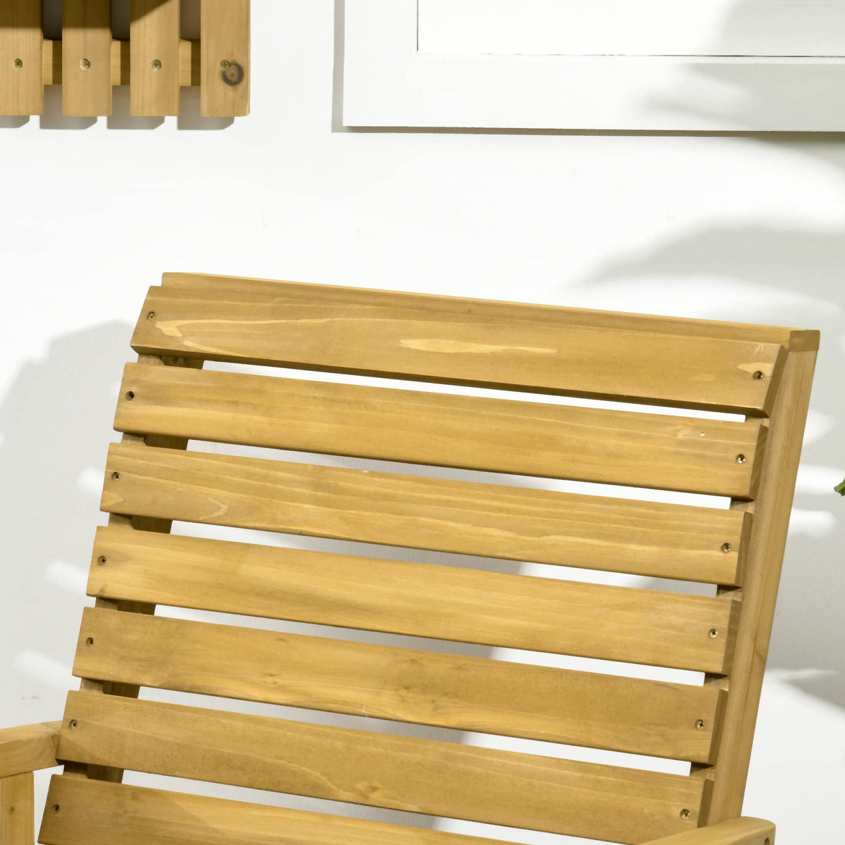 Outsunny Traditional Wooden Rocking Chair with Armrests - Light Brown Outdoor Comfort Outsunny