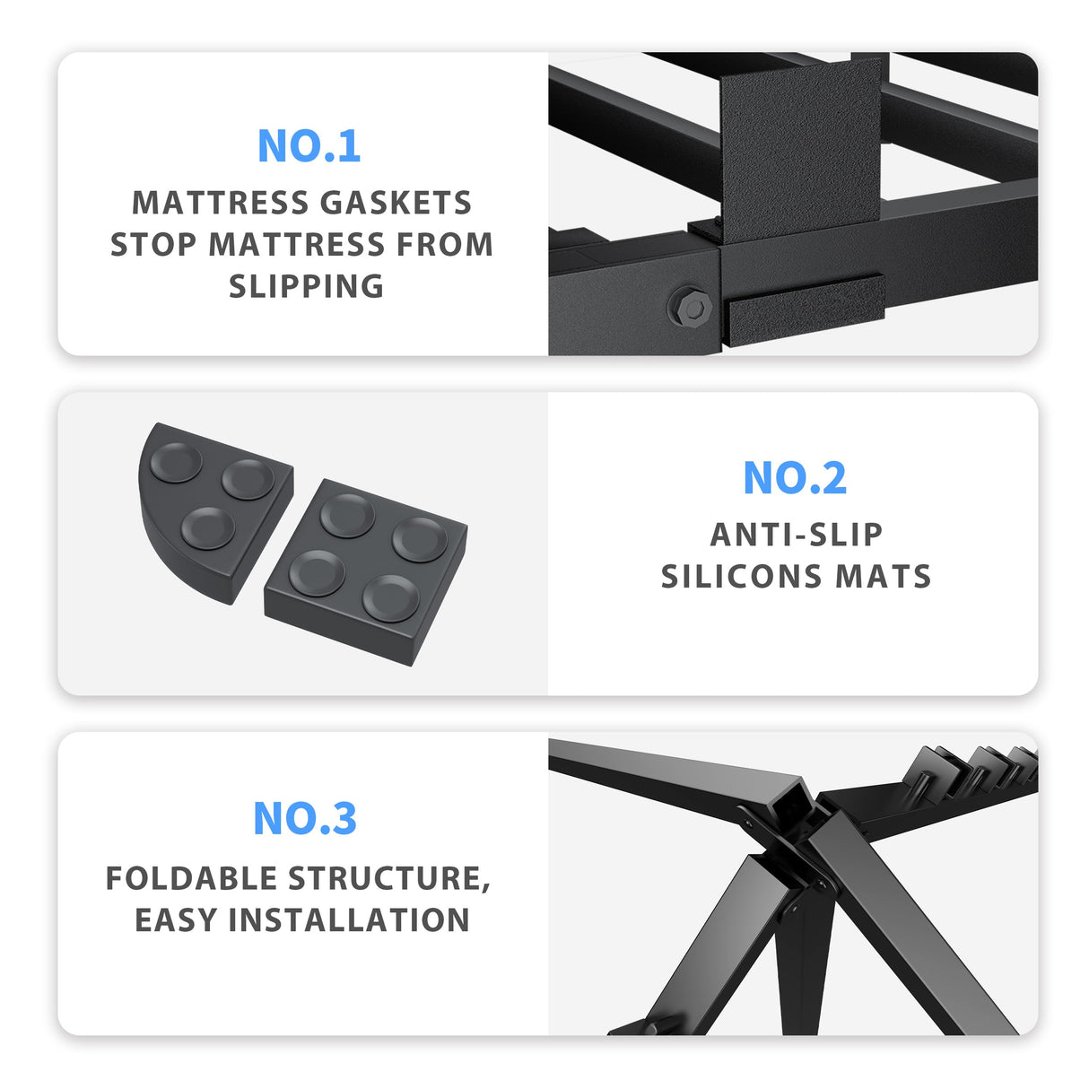 VIPSHOW 7 Inch King Size Bed Frame, 3500Lbs Heavy Duty Metal Platform with Round Corner Legs Mattress Slide Stopper, Steel Slat Support No Box Spring Needed, Noise Free, Non-Slip, Easy Assembly VIPSHOW