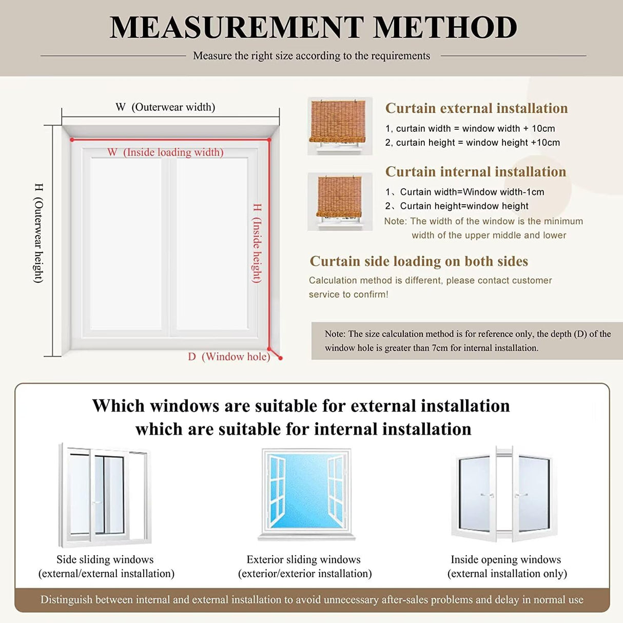 BAYUE Bamboo Reed Roller Blinds, Patio & Porch Blackout, UV Protection, Eco-Friendly, Heat Insulation, Semi-Sheer, Brown, 34"W x 48"H, Manual Lift, Outside Mount, Top Control, Rectangular, 1 Pack BAYUE