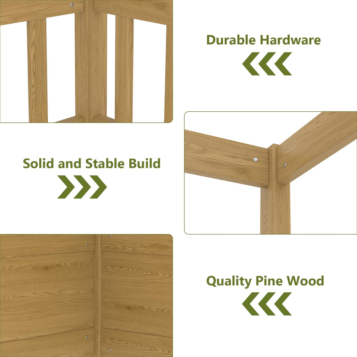 Lyngins Full Size Canopy Bed Frame with Guardrails for Kids, Floor Bed Full with Four Poster Design, Kids Montessori Floor Bed, Wood Canopy Bed Frame for Girls, Boys(Natural) Lyngins