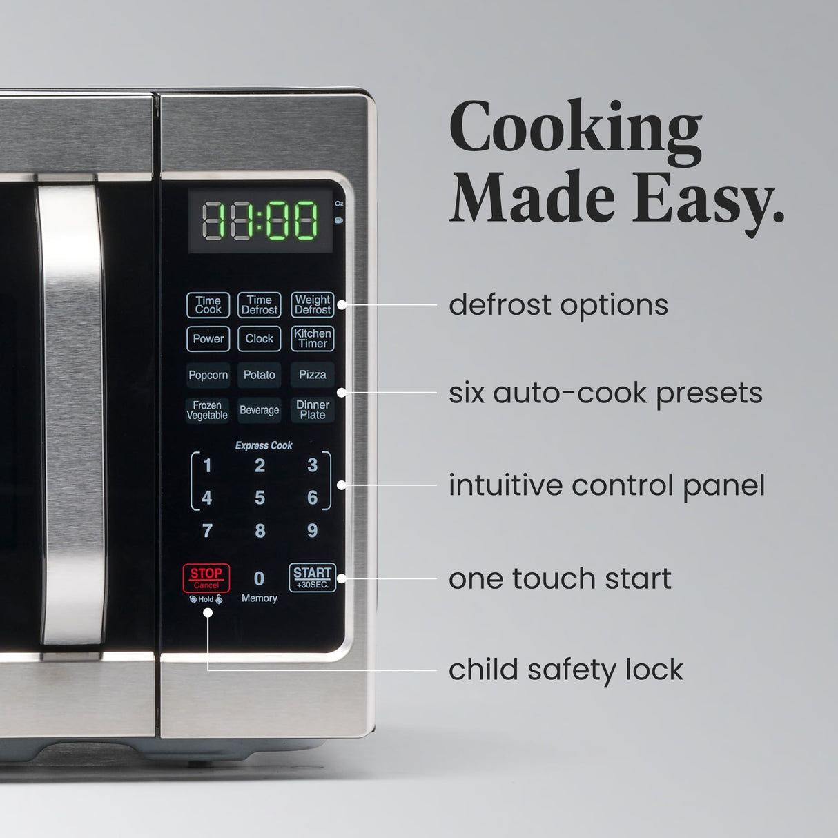 Farberware Countertop Microwave 700 Watts, 0.7 Cu. Ft. - Microwave Oven With LED Lighting and Child Lock - Perfect for Apartments and Dorms - Easy Clean Stainless Steel Farberware