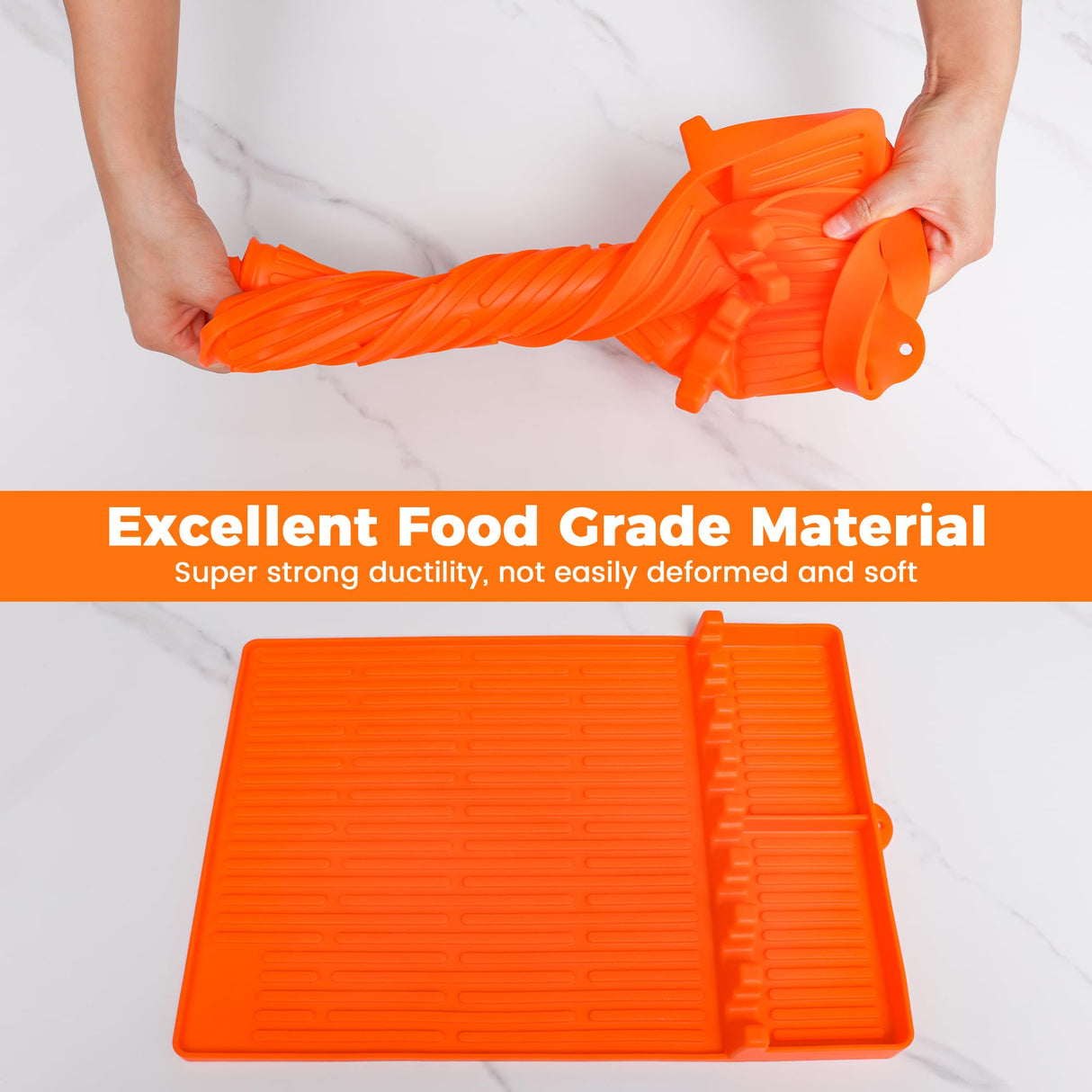 Silicone Grill Mat Compatible with Blackstone - Heat Resistant Silicone Grill Tools Mat with Drip Pad - Blackstone Griddle Accessories for Kitchen, Cooking, Countertop Silicone Spatula Mat (Orange) WoodArtSupply