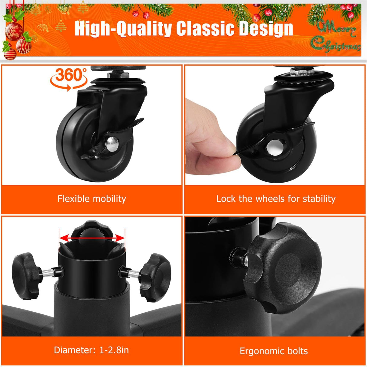 Rolling Christmas Tree Stand Universal Rolling Christmas Tree Stand with Wheels, Rolling Christmas Tree Holder Base for Artificial Trees up to 9 ft, Heavy Artificial Xmas Tree Stand Base with Casters Hammrit