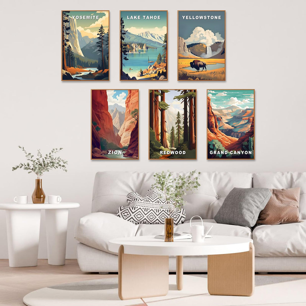 6 Pack Paint by Numbers Kit for Adults, National Park Adult Paint by Number Kits on Canvas Without Frame for Beginner, Mountains Lake Acrylic Oil Painting by Numbers Kits for Home Decor 8 x 12 Inch Camocin