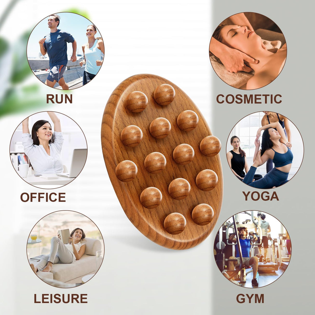 NXCYLW Wood Therapy Fascia Release Massage Tools, Manual Trigger Point Lymphatic Drainage Cellulite Massager, Wooden Massage Brush Gua Sha Body Sculpting Tool, Pain Relief and Body Shaping NXCYLW