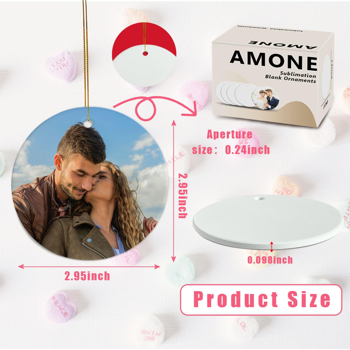 Sublimation Blanks Bulk Personalized Christmas Ornaments Set Ceramic Sublimation Ornaments White Ornaments for Christmas Tree Decorations Wedding Gifts Birthday Gifts for Women Men 3",25p AMONE