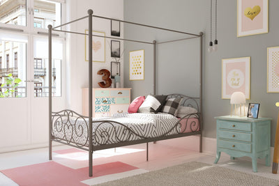 DHP 4020959 Sturdy Bed Frame, Twin, Pewter