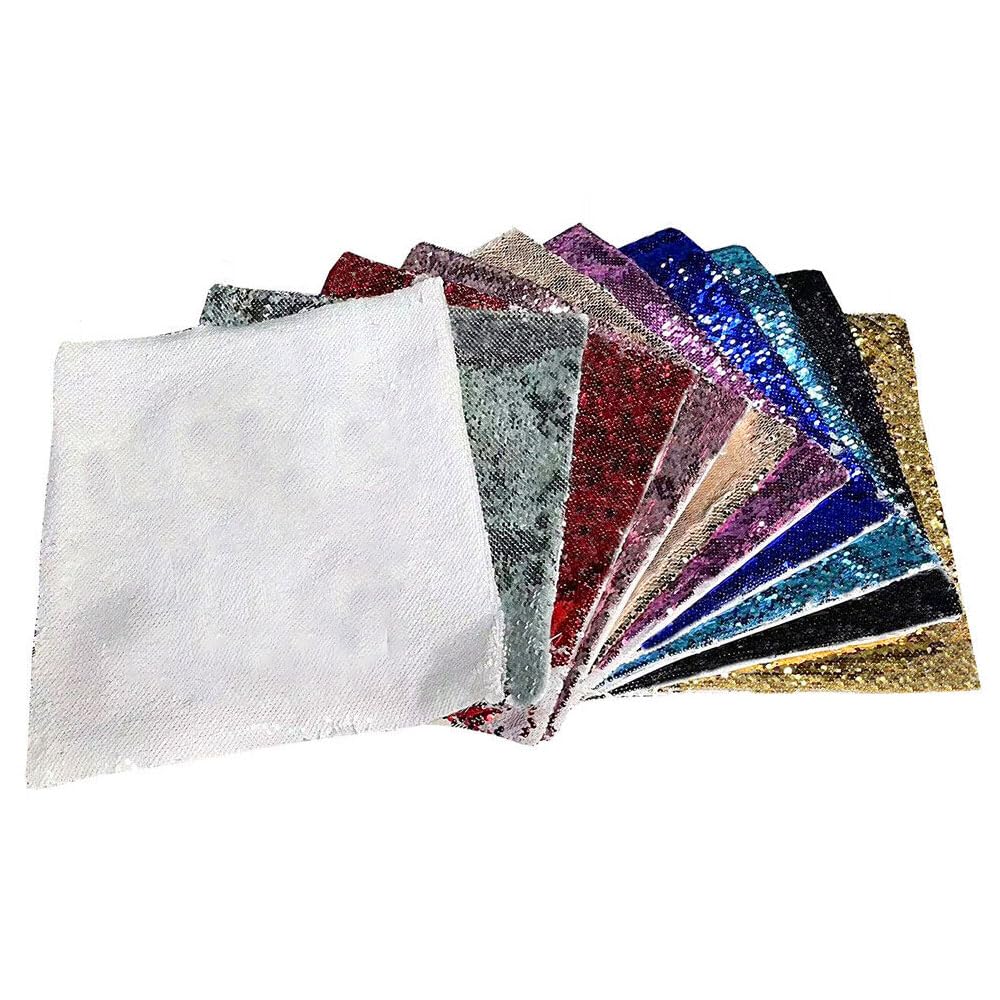 FOKOCALI 10PCS Sublimation Pillow Cover Mixed Color Square Blank Reversible Sequin Magic Swipe Cushion Case 15.75 x 15.75in US Stock FOKOCALI