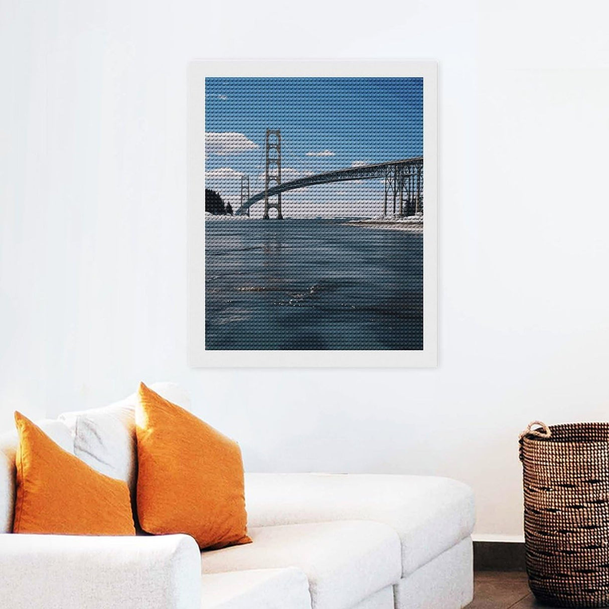 5D Diamond Painting Kits for Adult, Mackinac Suspension Bridge Diamond Art Kits for Beginners Fun DIY Crafts Round Diamond Art Canvas Home Wall Decor 16"x20" WoodArtSupply