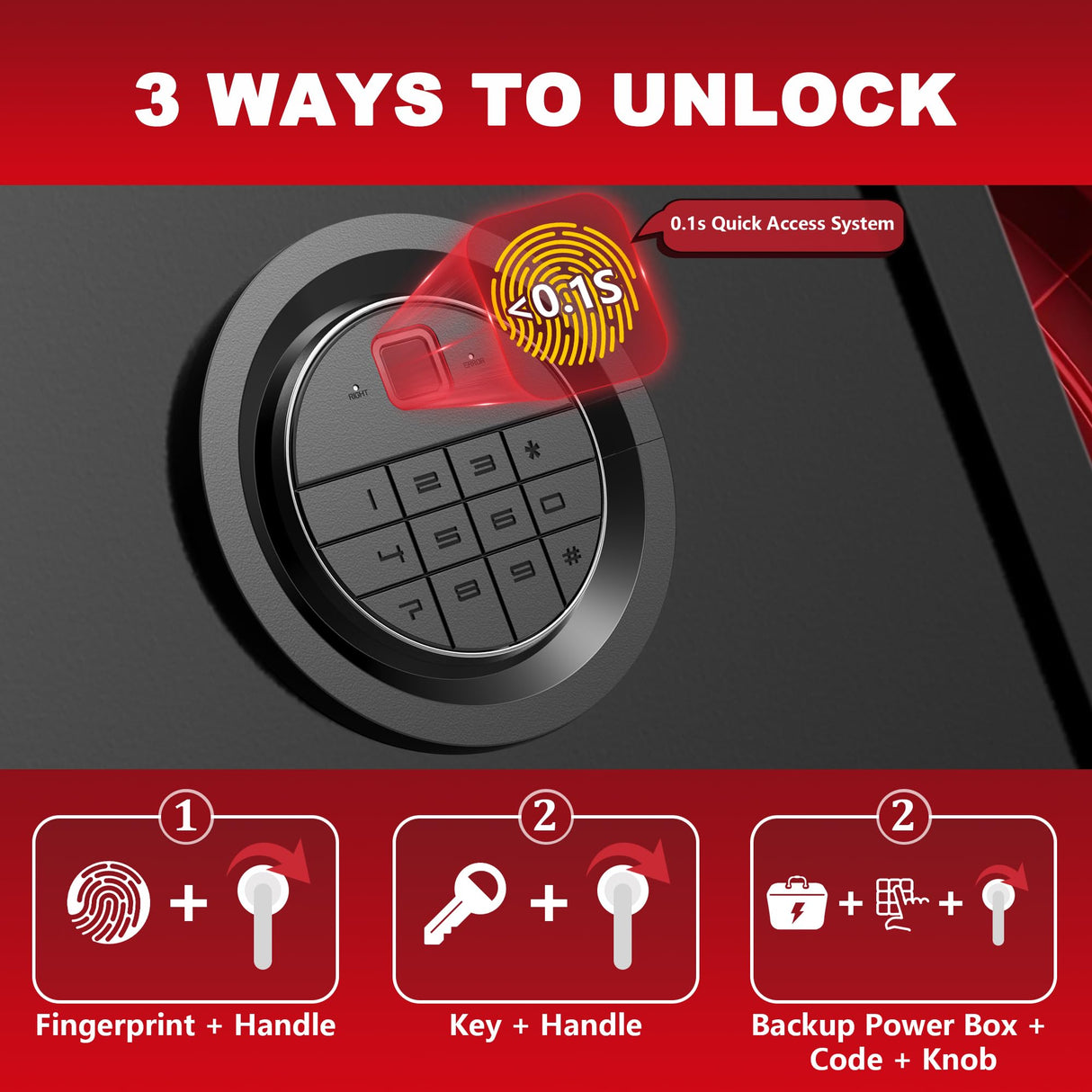 8-10 Fingerprint Gun Safe for Rifles and Pistols, No Assembly Required Quick Access Biometric Gun Cabinet, Large Gun Locker for Pistols and Shotguns, Dual Alarm & Mute Mode Switching SHICHI