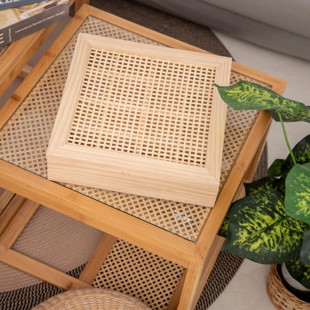 Unfinished Wooden Box with 8 Compartments for Crafts, Organizing, Storage and DIY, Unpainted Wooden Storage Box 13" x 13" x 3" in (16 Compartments) JJSQYLAN