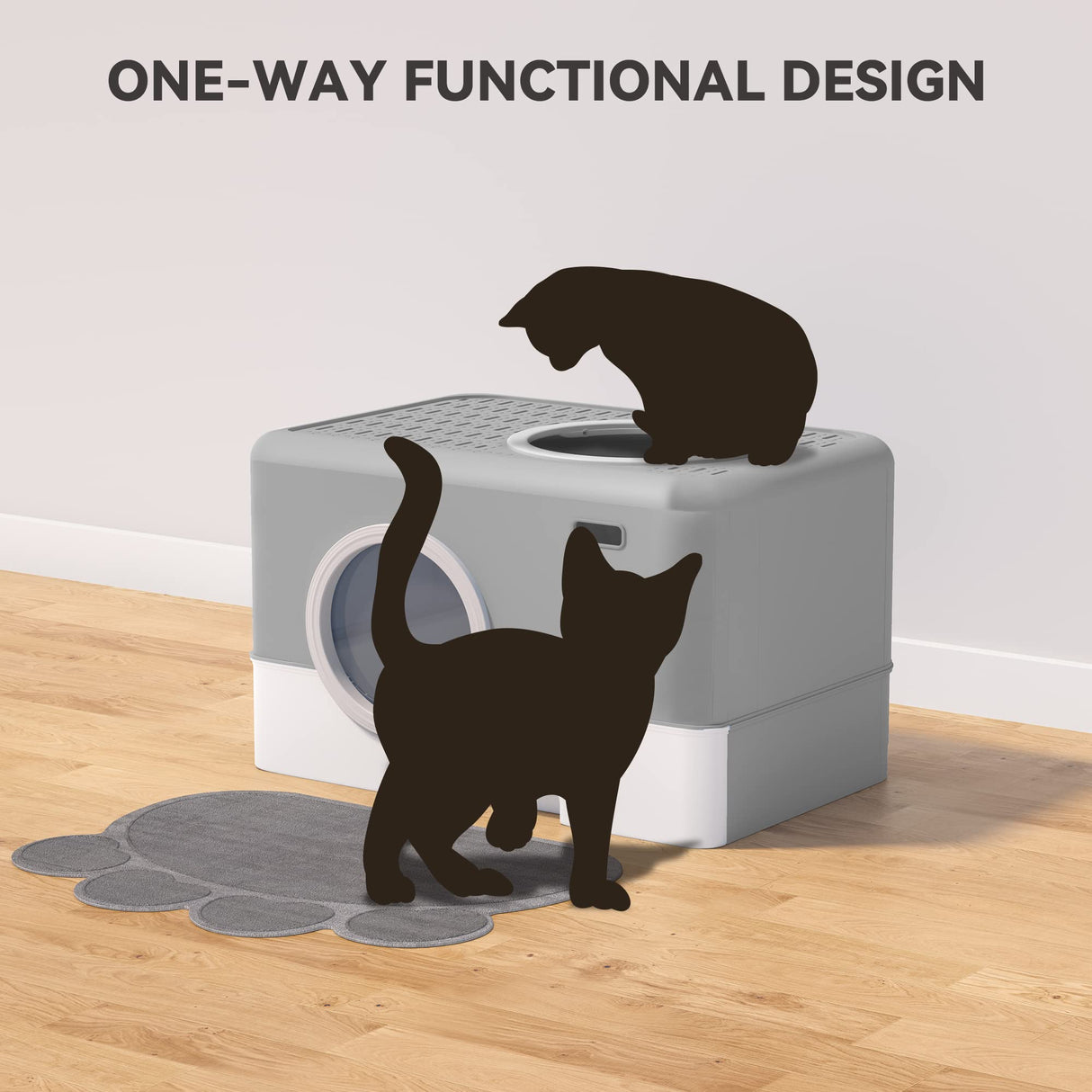 YITAHOME Large Enclosed Cat Litter Box with Lid Cover, Hooded Odorless Anti-Splashing Cat Toilet with Drawer Litter Scoop Front Entry Top Exit Door, Easy to Install and Clean YITAHOME